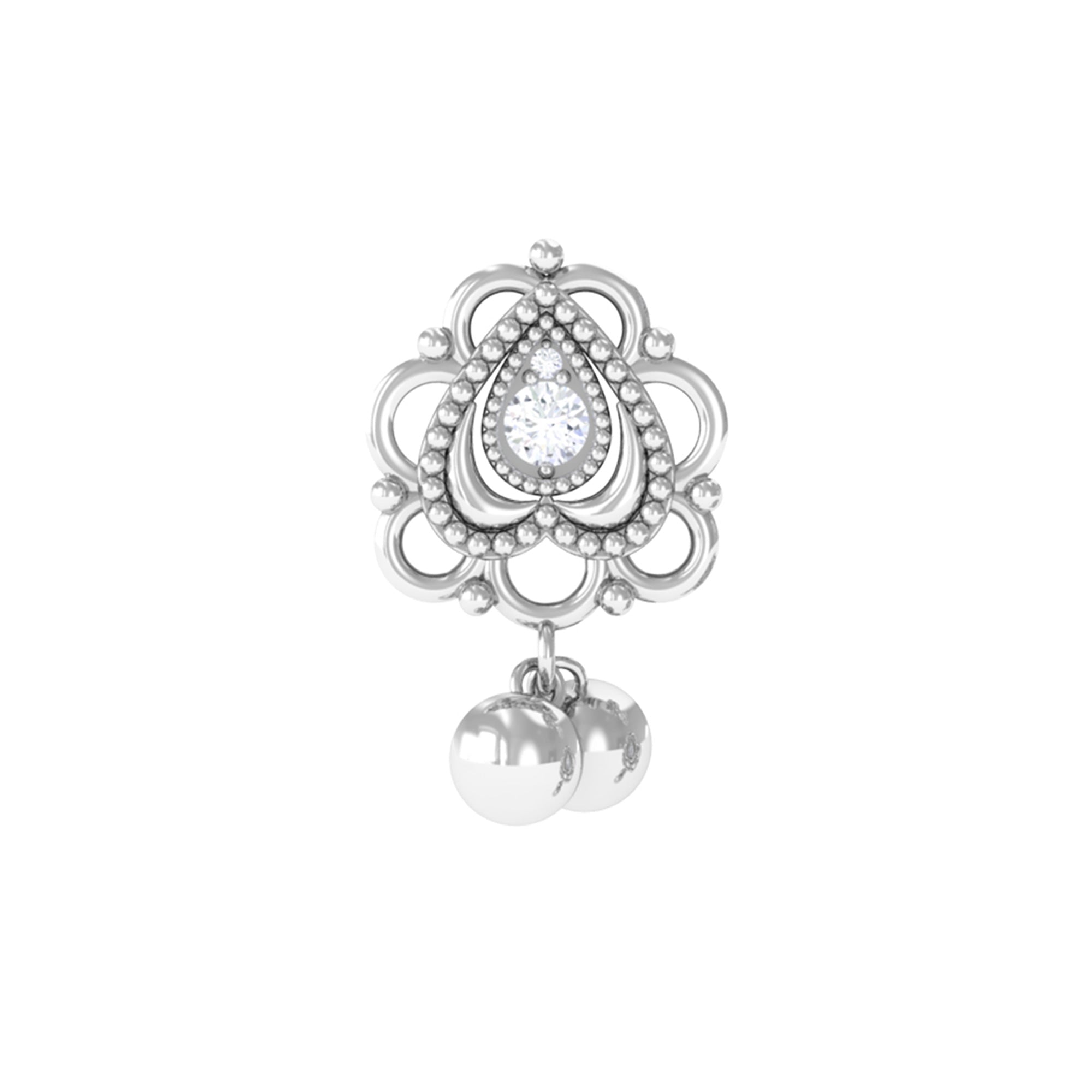 Antique Moissanite and Gold Drop Earring for Cartilage Piercing