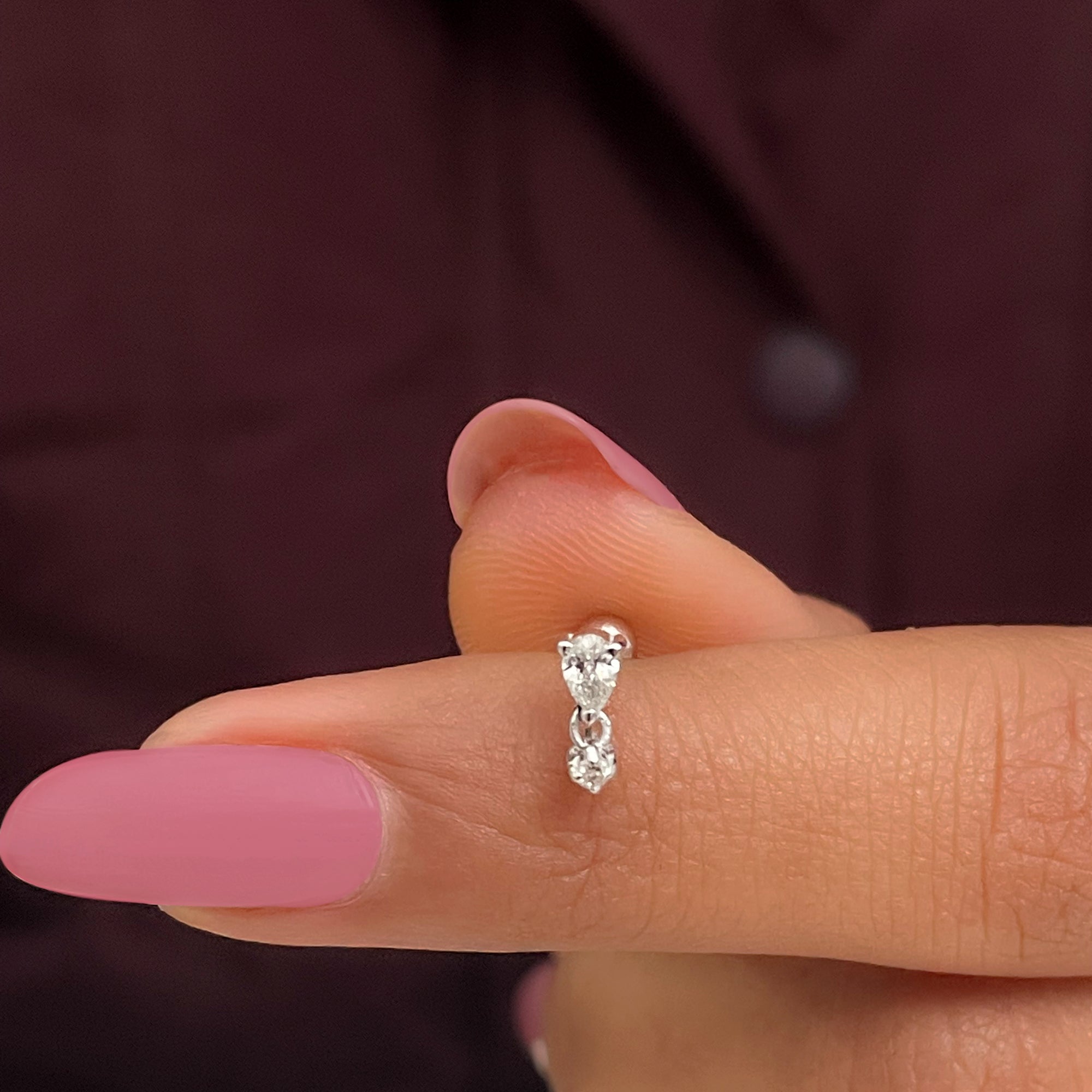 Pear Diamond Drop Earring for Helix Piercing