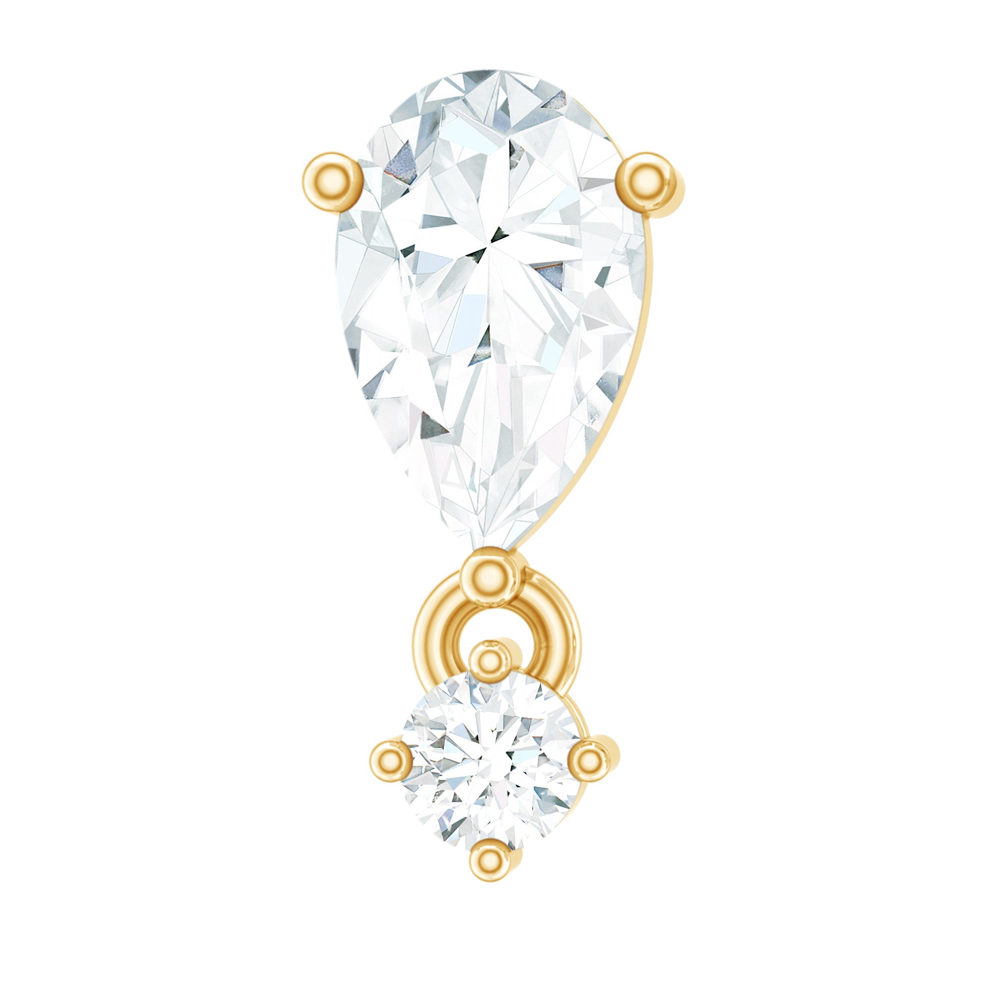 Pear Diamond Drop Earring for Helix Piercing