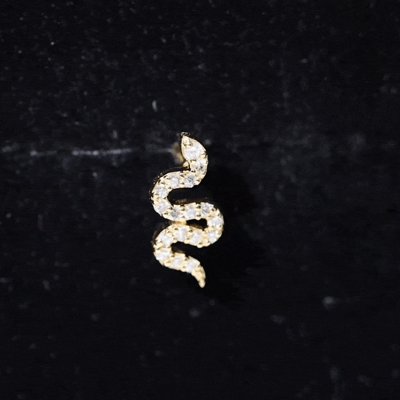 Unique Moissanite Snake Crawler Cartilage Earring in Gold