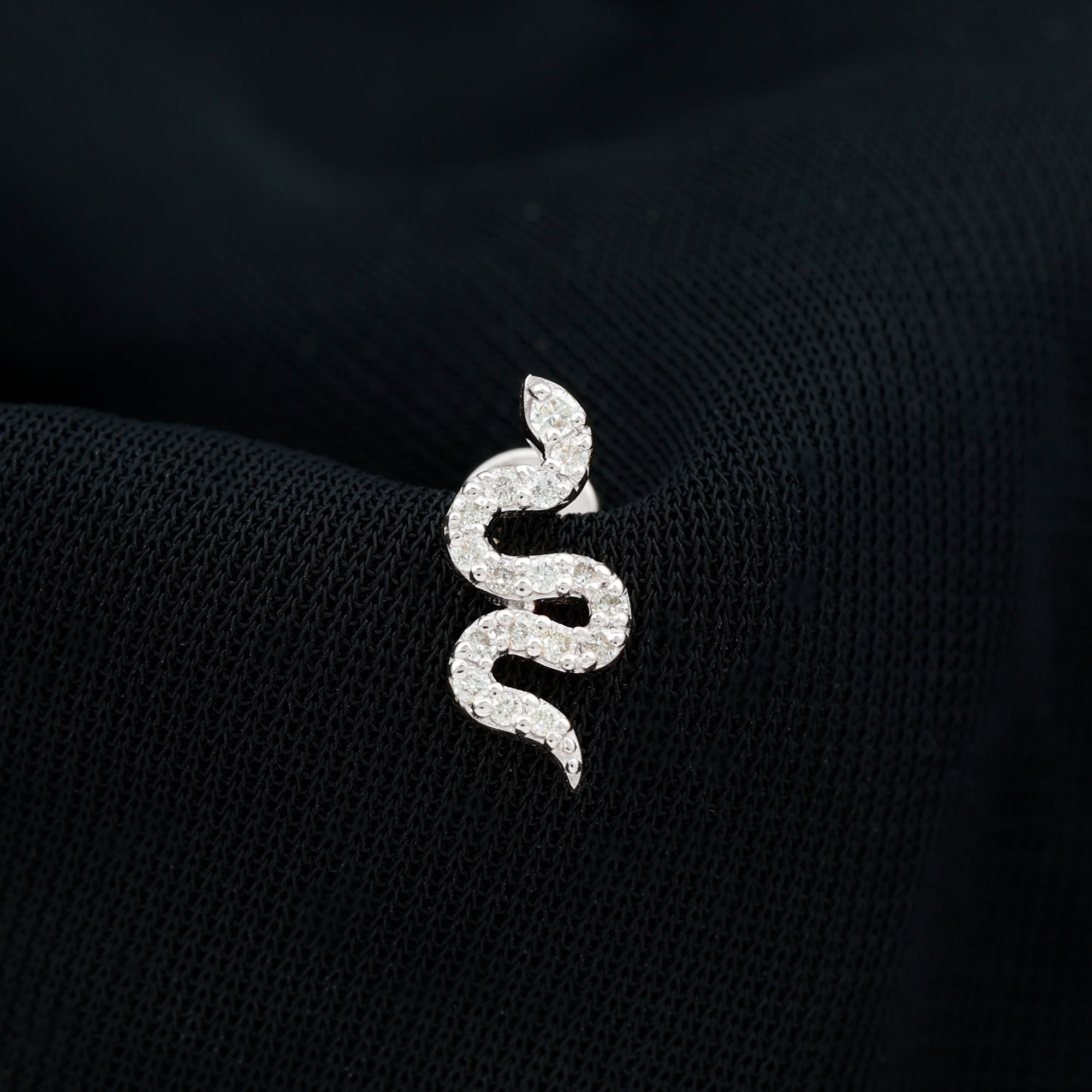 Unique Moissanite Snake Crawler Cartilage Earring in Gold