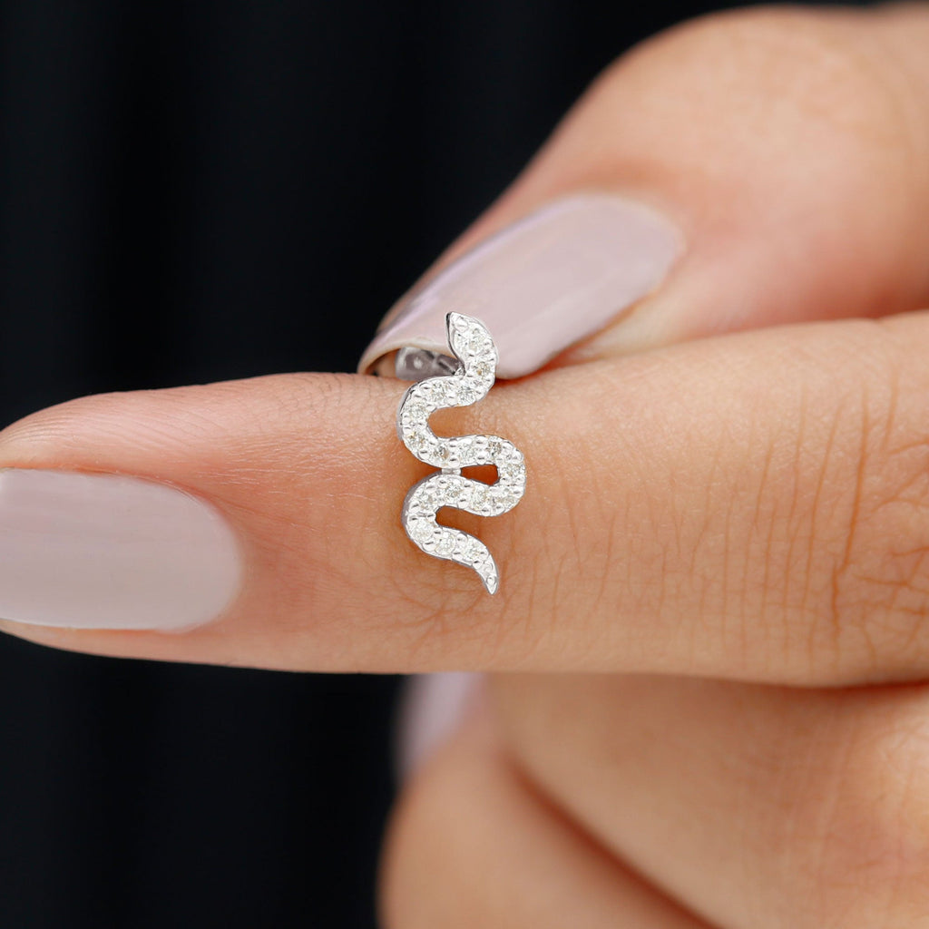 Unique Moissanite Snake Crawler Cartilage Earring in Gold