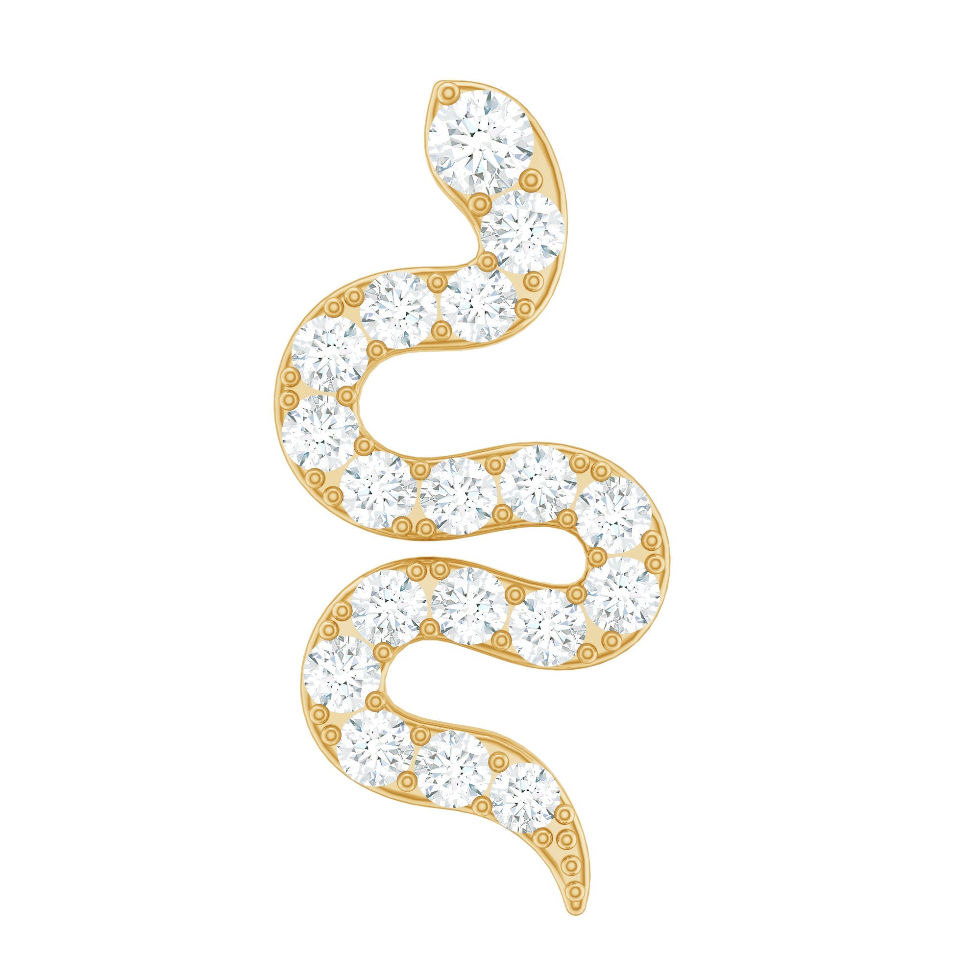 Unique Moissanite Snake Crawler Cartilage Earring in Gold