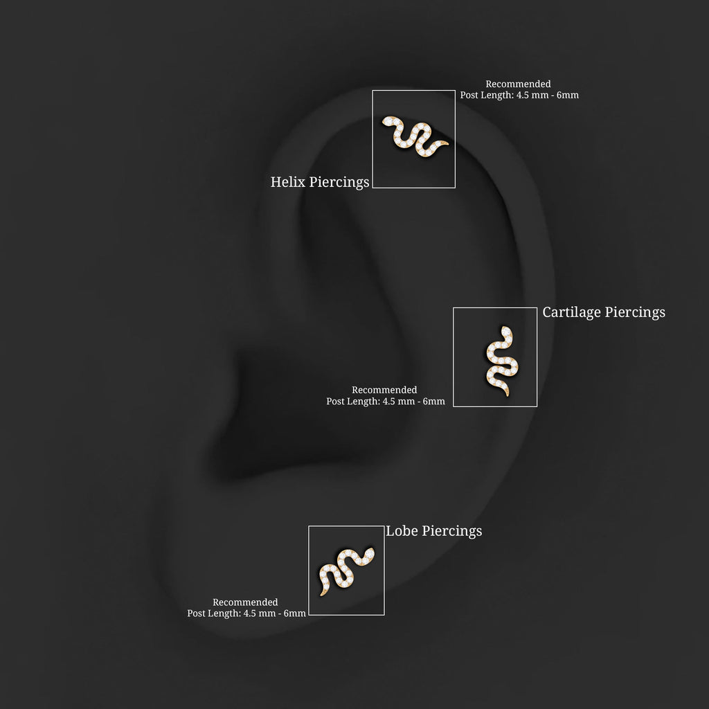 Unique Moissanite Snake Crawler Cartilage Earring in Gold