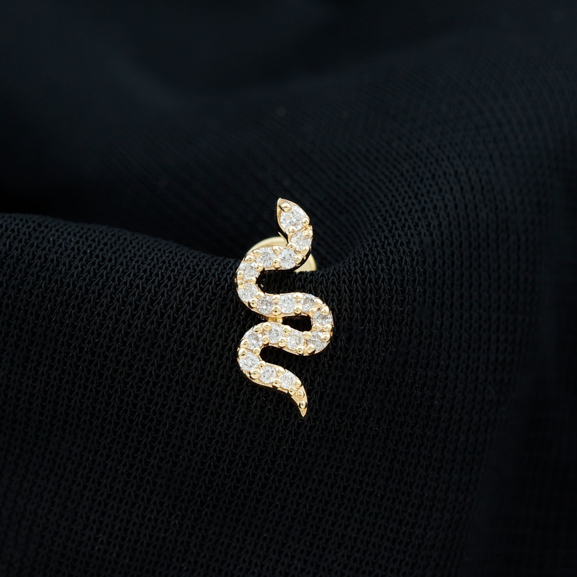 Unique Moissanite Snake Crawler Cartilage Earring in Gold