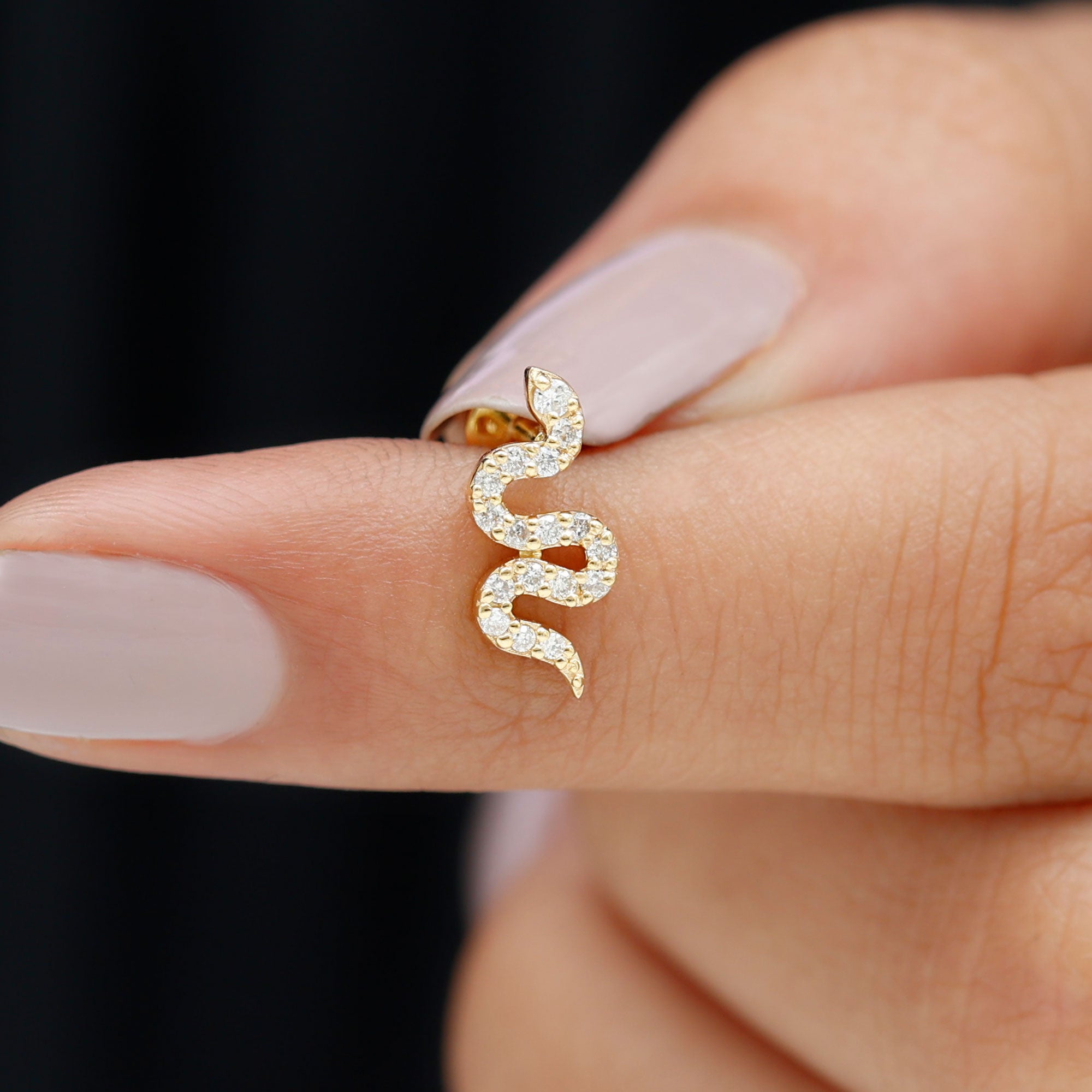 Unique Moissanite Snake Crawler Cartilage Earring in Gold