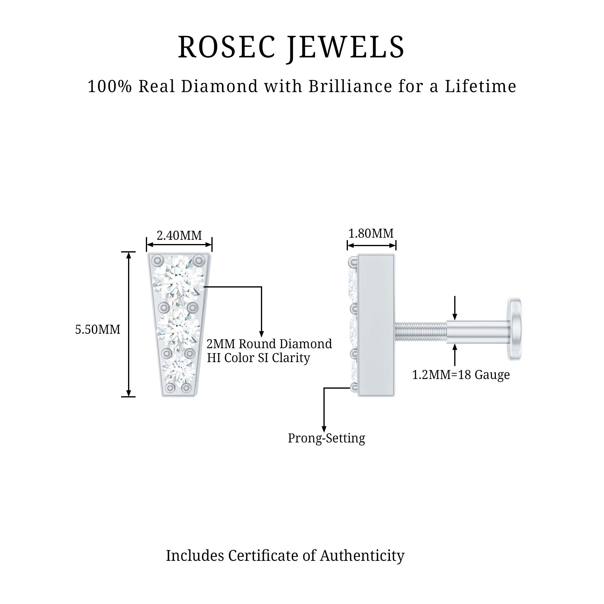 Minimal Diamond Unique Earring for Tragus Piercing