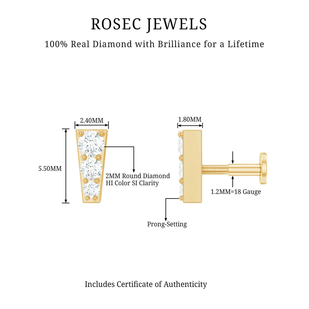 Minimal Diamond Unique Earring for Tragus Piercing