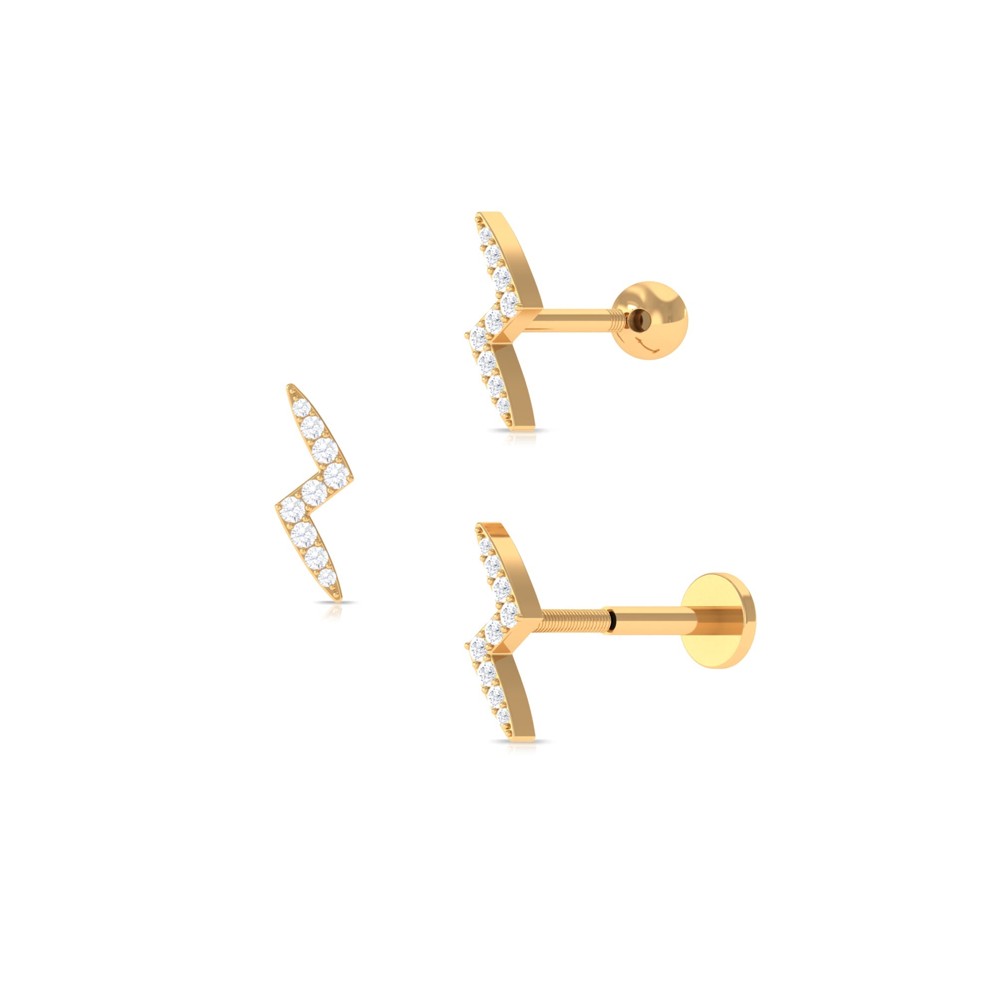 Minimal Diamond Lightning Bolt Earring for Helix Piercing