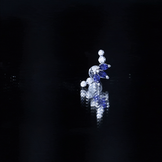 Natural Blue Sapphire Ear Crawler Earring