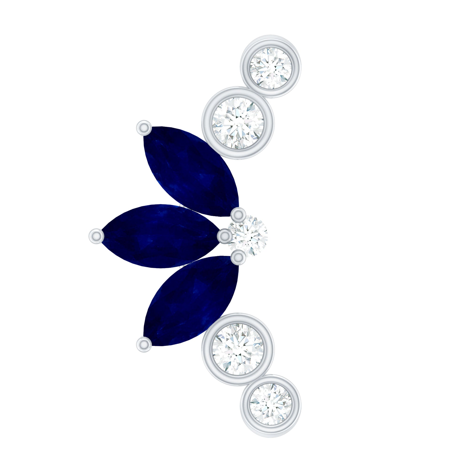 Natural Blue Sapphire Ear Crawler Earring