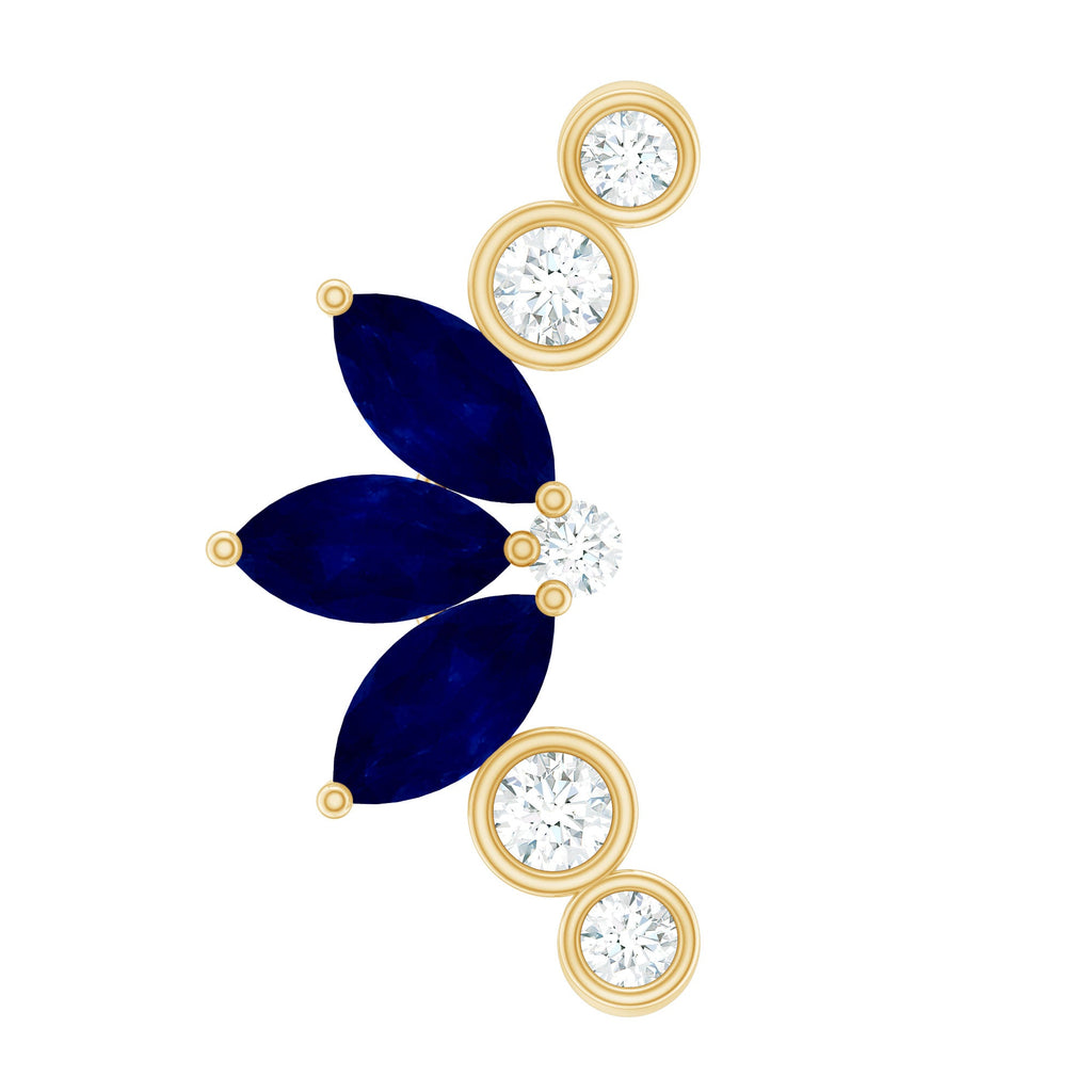 Natural Blue Sapphire Ear Crawler Earring