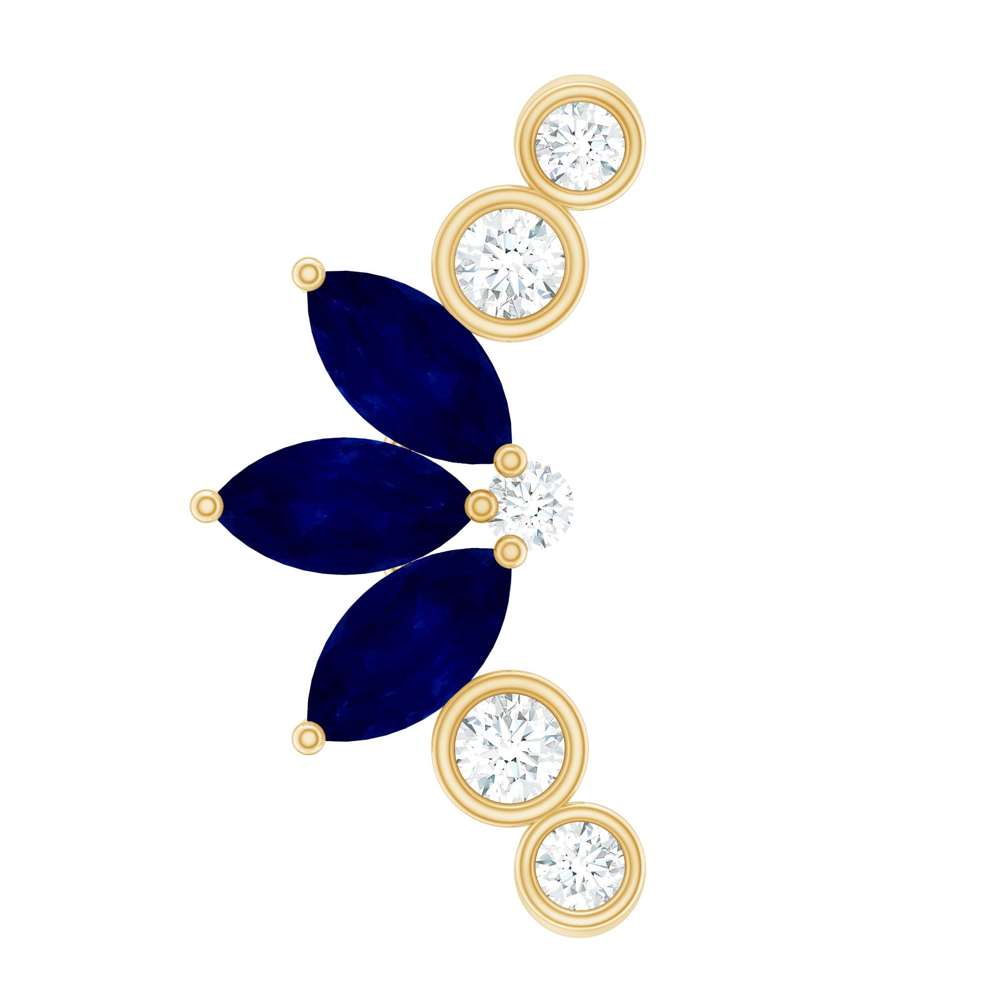 Natural Blue Sapphire Ear Crawler Earring