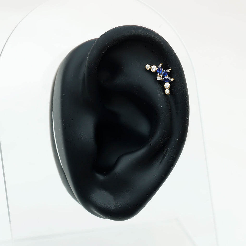 Natural Blue Sapphire Ear Crawler Earring