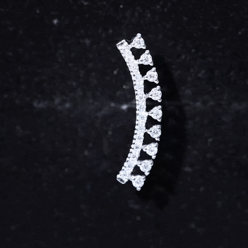 Unique Certified Moissanite Curved Crawler Earring