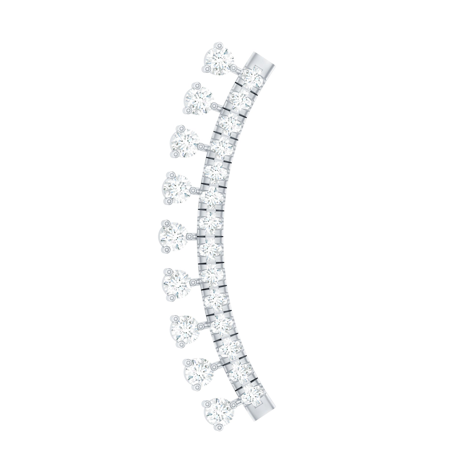 Unique Certified Moissanite Curved Crawler Earring
