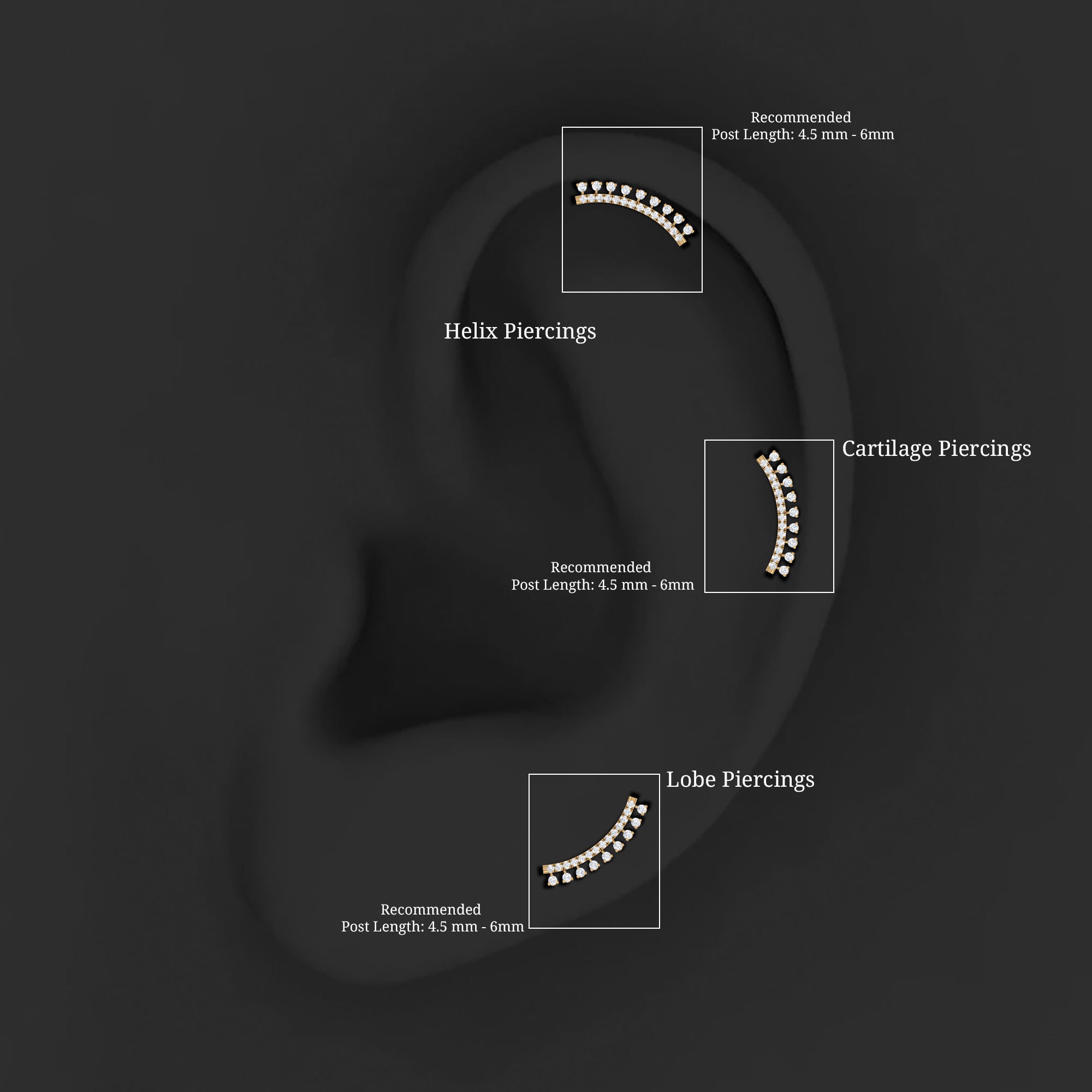 Unique Certified Moissanite Curved Crawler Earring