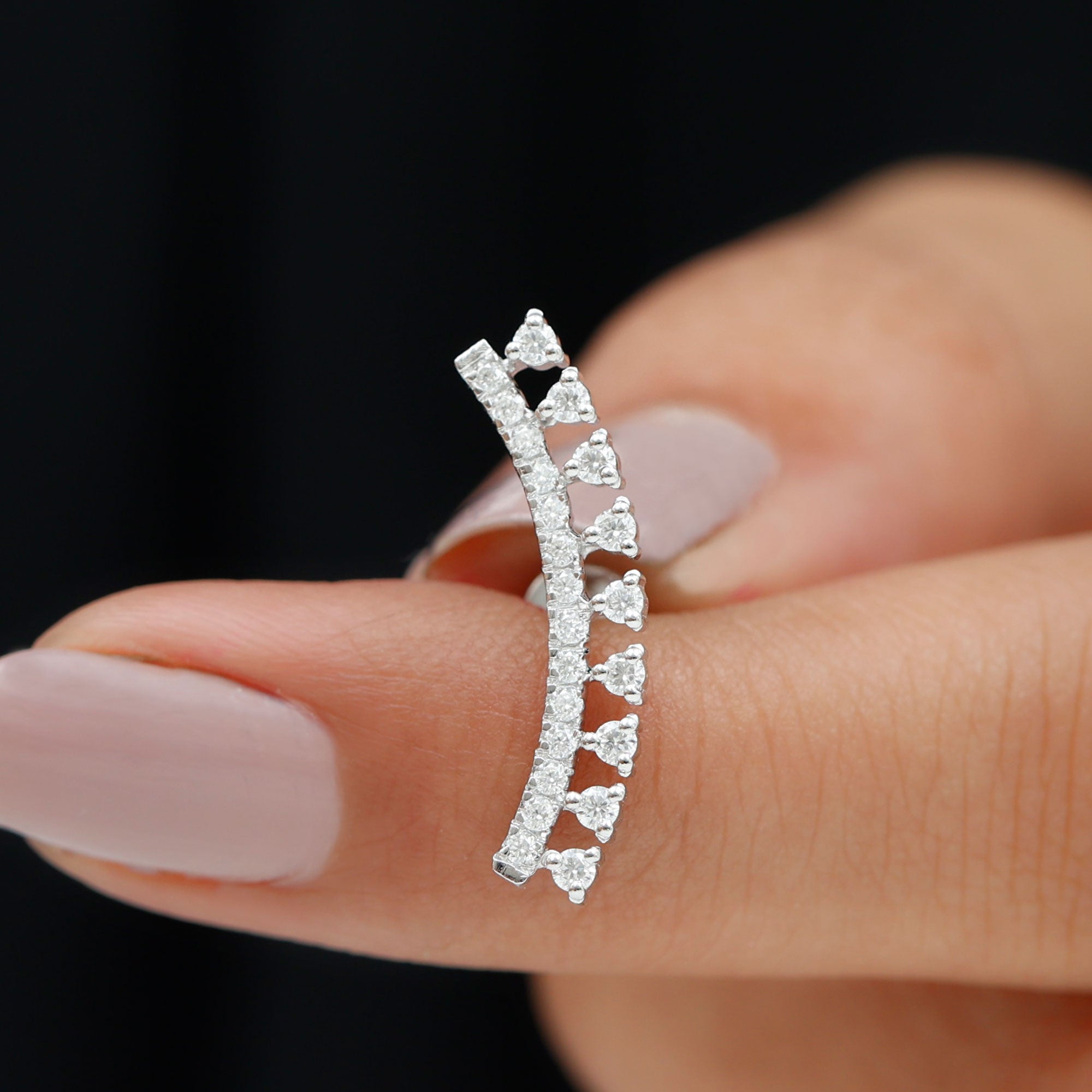 Unique Certified Moissanite Curved Crawler Earring