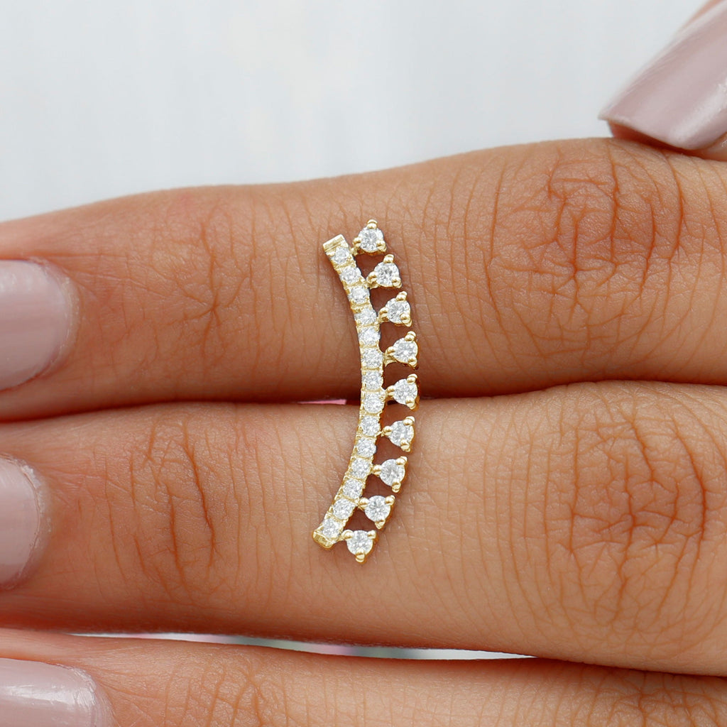 Unique Certified Moissanite Curved Crawler Earring