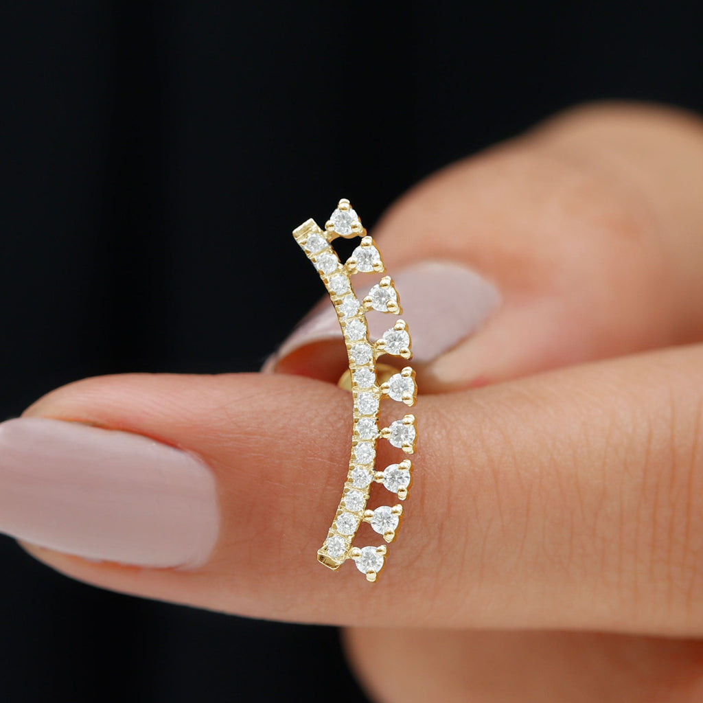 Unique Certified Moissanite Curved Crawler Earring