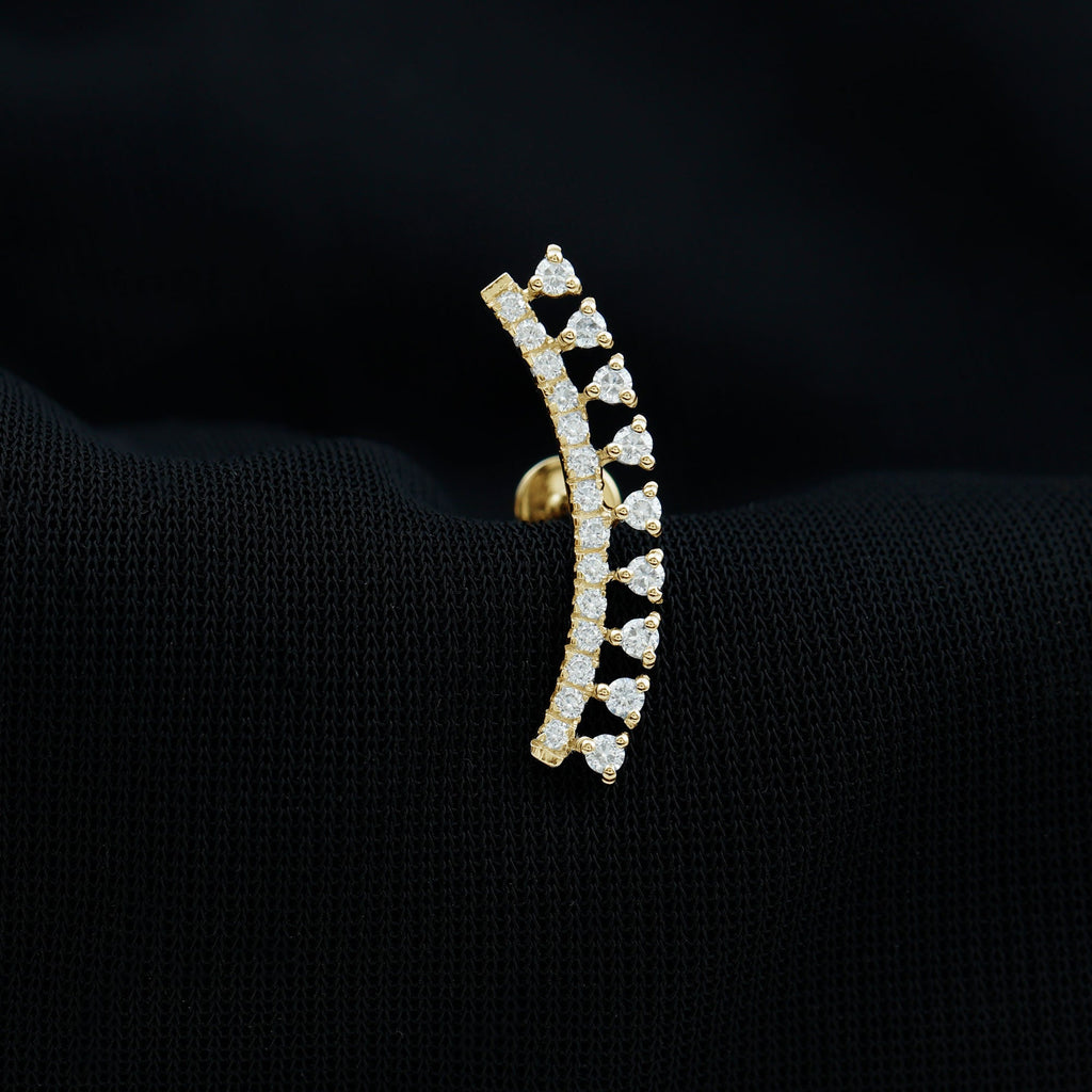 Unique Certified Moissanite Curved Crawler Earring
