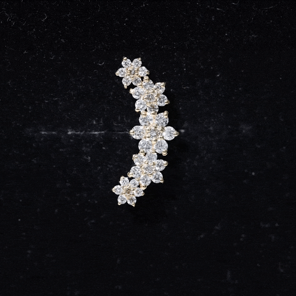 Diamond Flower Ear Crawler Earring