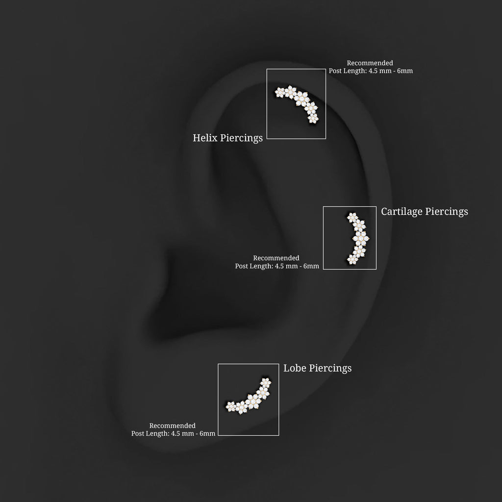 Diamond Flower Ear Crawler Earring