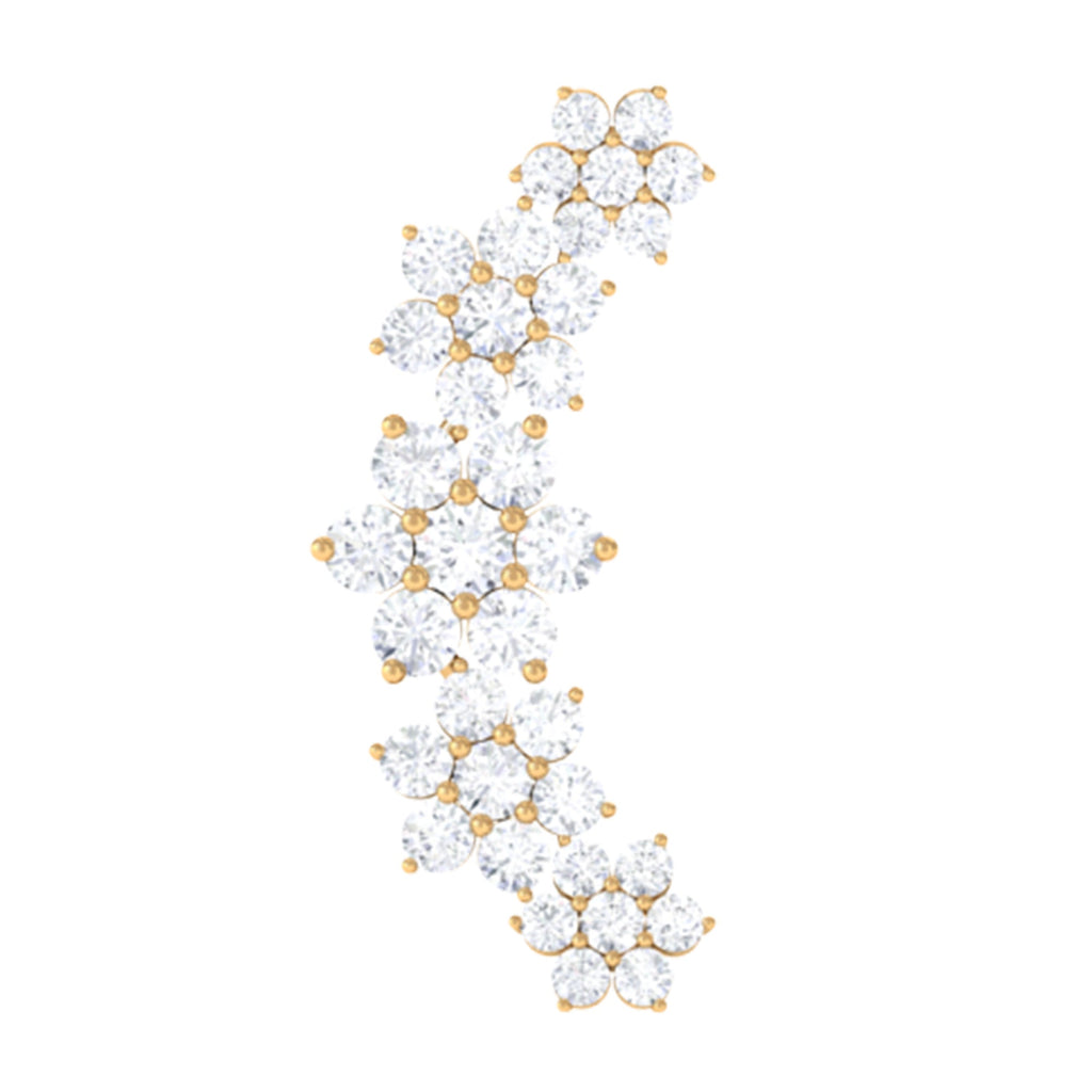 Diamond Flower Ear Crawler Earring