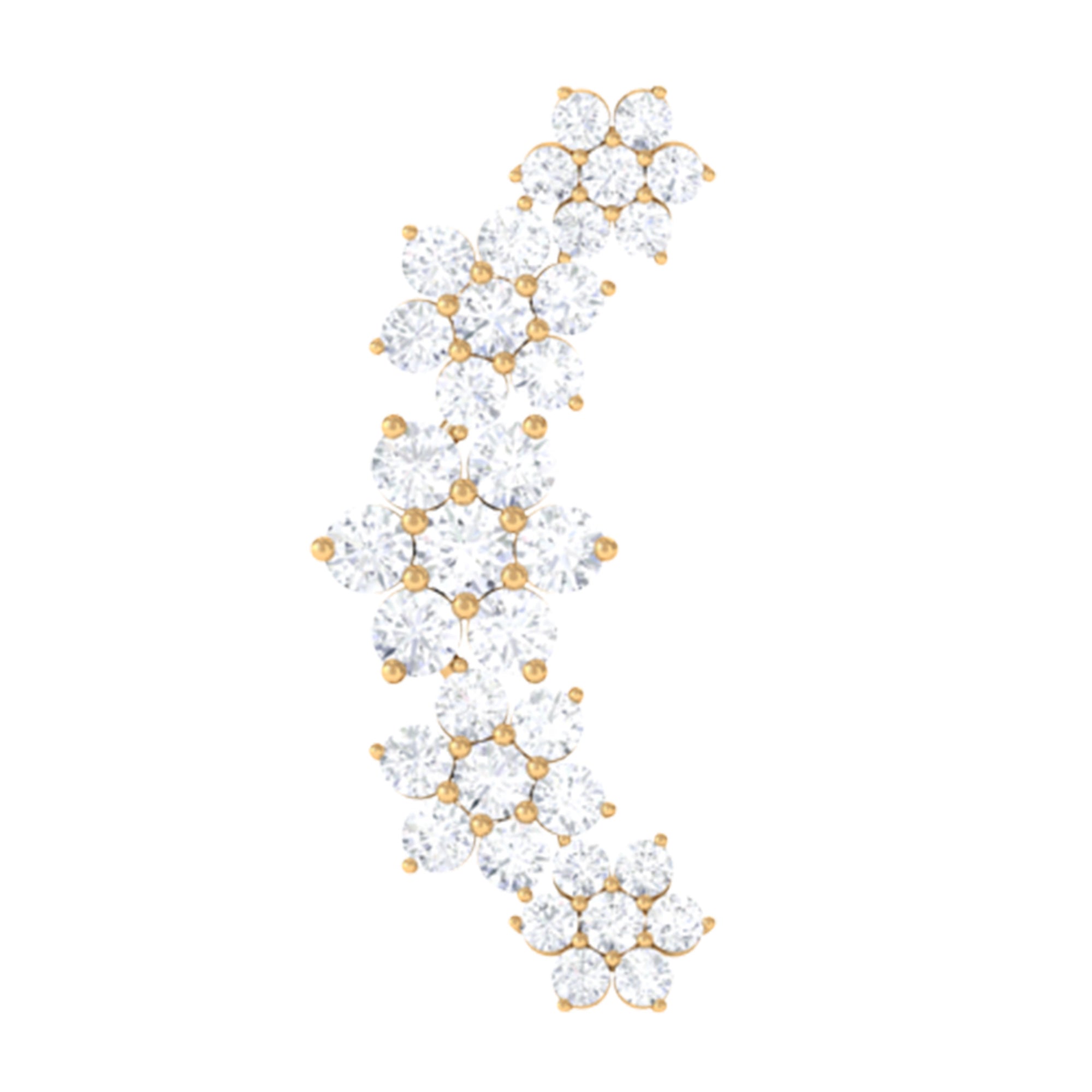 Diamond Flower Ear Crawler Earring