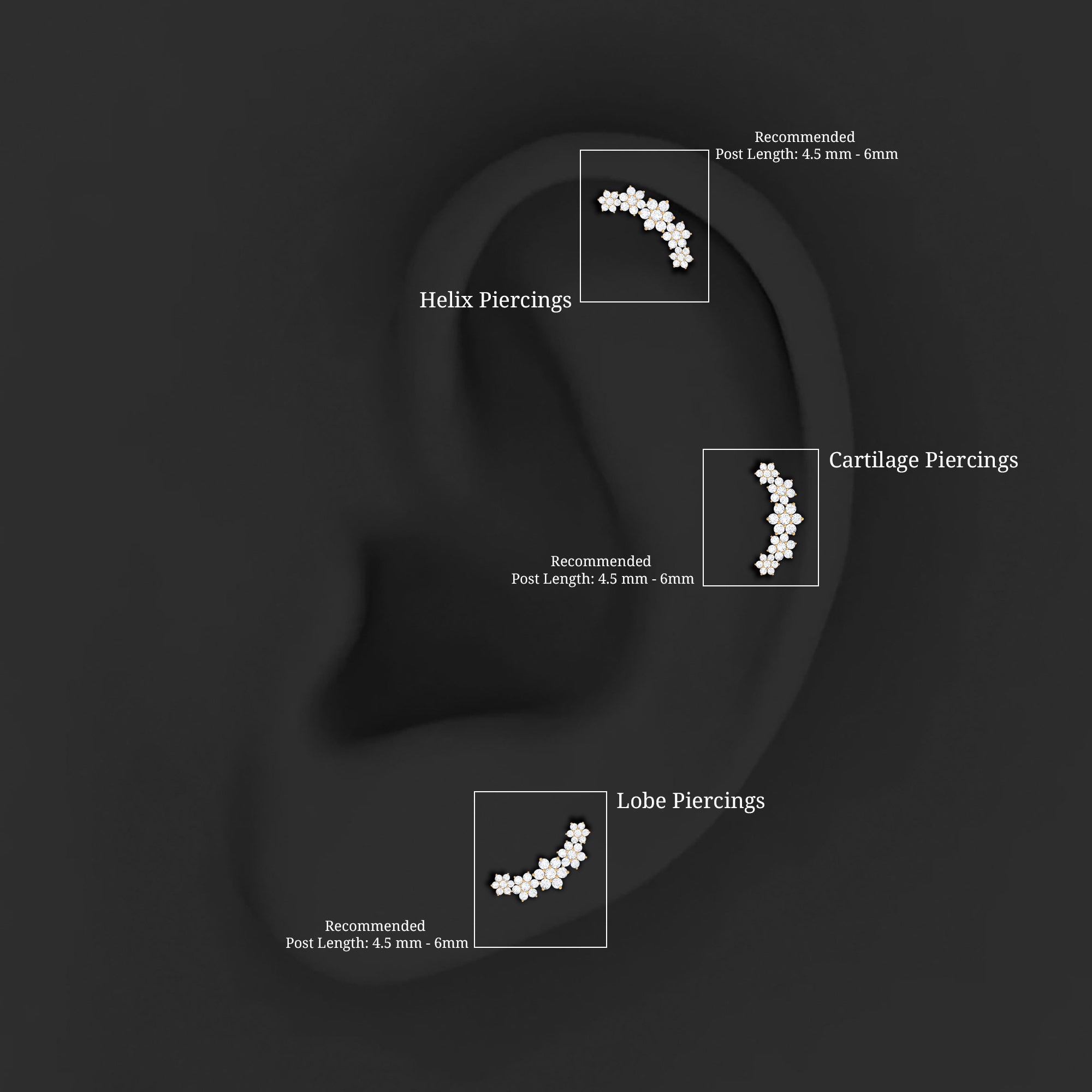 Diamond Flower Ear Crawler Earring