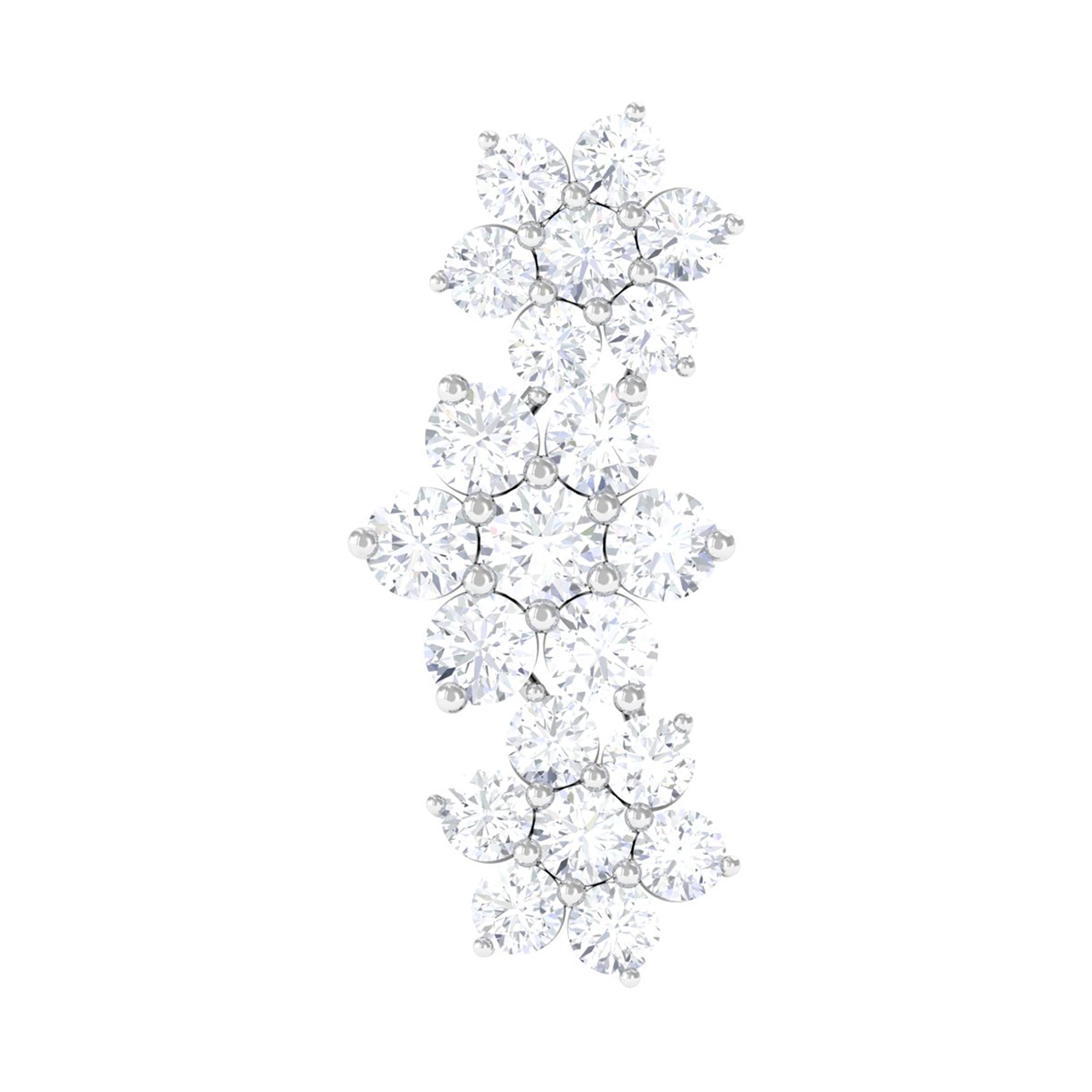 Certified Moissanite Flower Ear Climber Earring