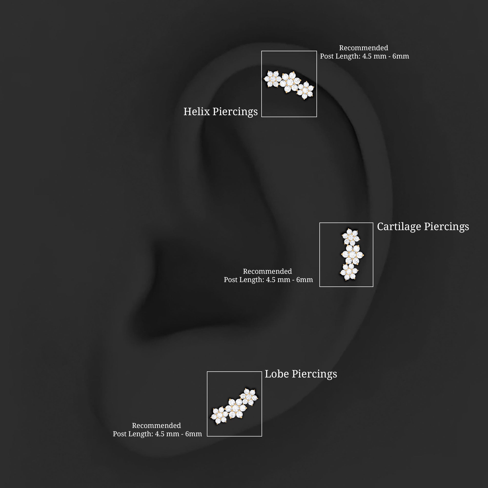 Certified Moissanite Flower Ear Climber Earring