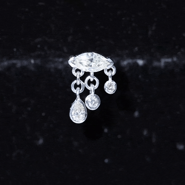 Marquise Diamond Drop Earring for Helix Piercing