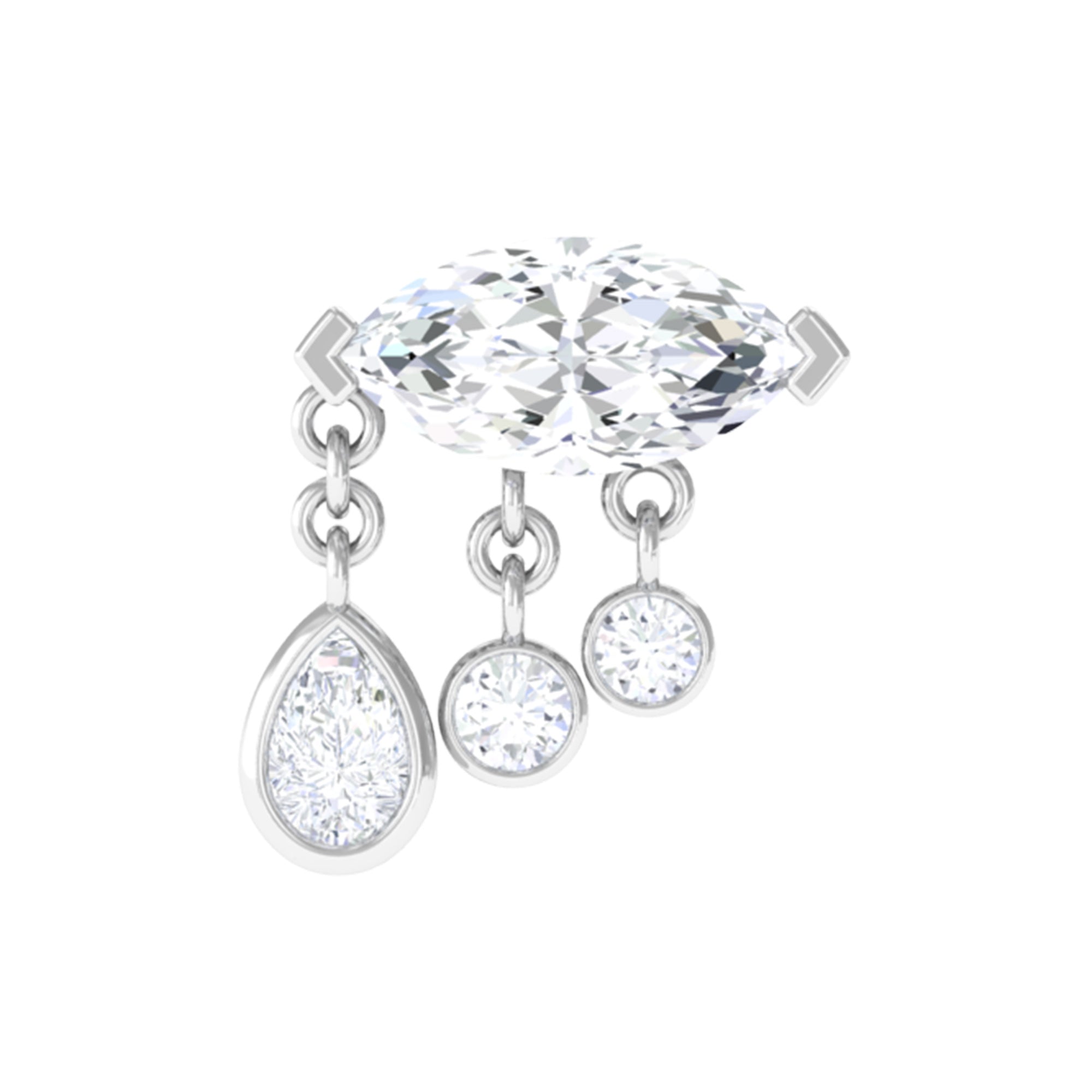 Marquise Diamond Drop Earring for Helix Piercing