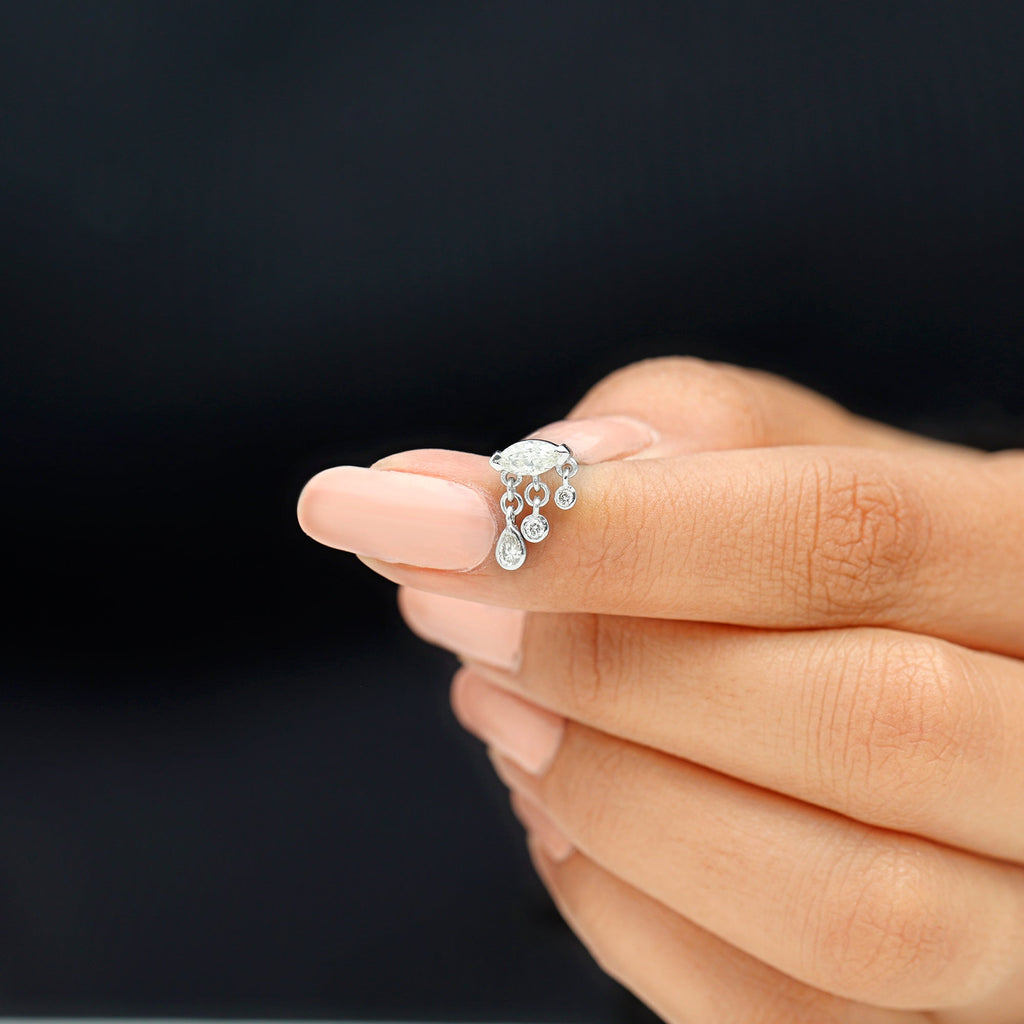 Marquise Diamond Drop Earring for Helix Piercing