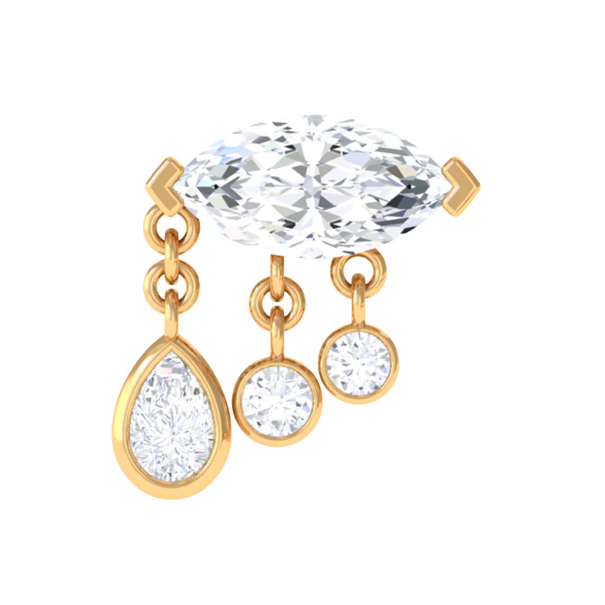 Marquise Diamond Drop Earring for Helix Piercing