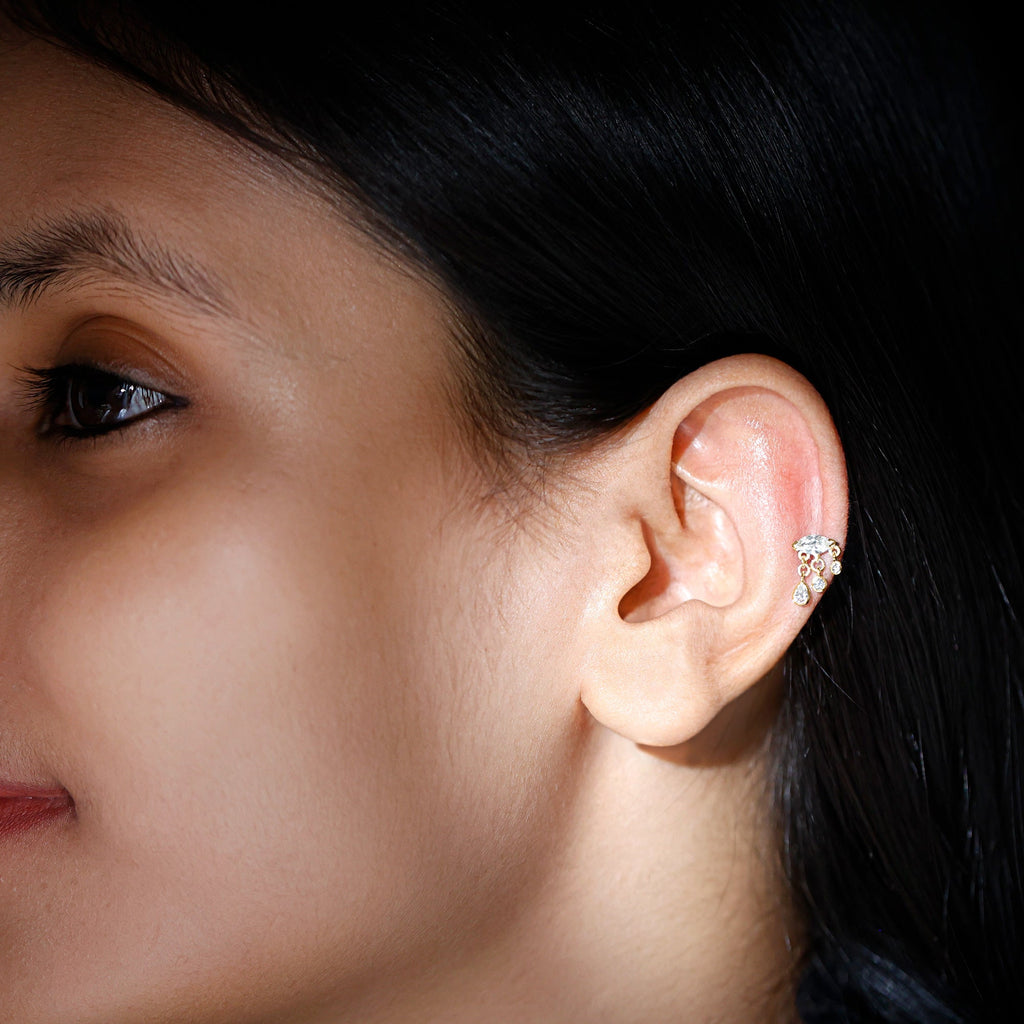 Marquise Diamond Drop Earring for Helix Piercing