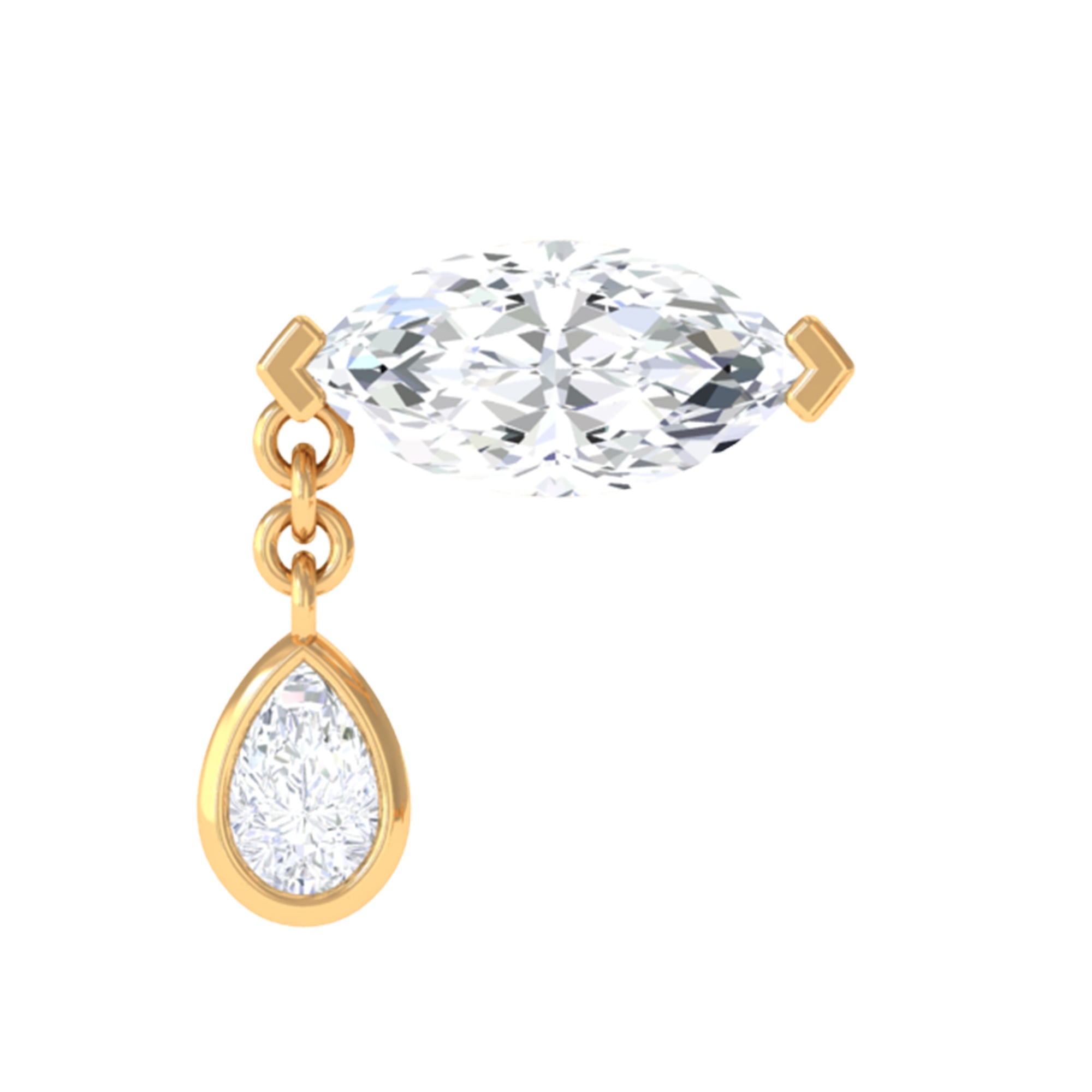 Real Marquise Diamond Cartilage Drop Earring