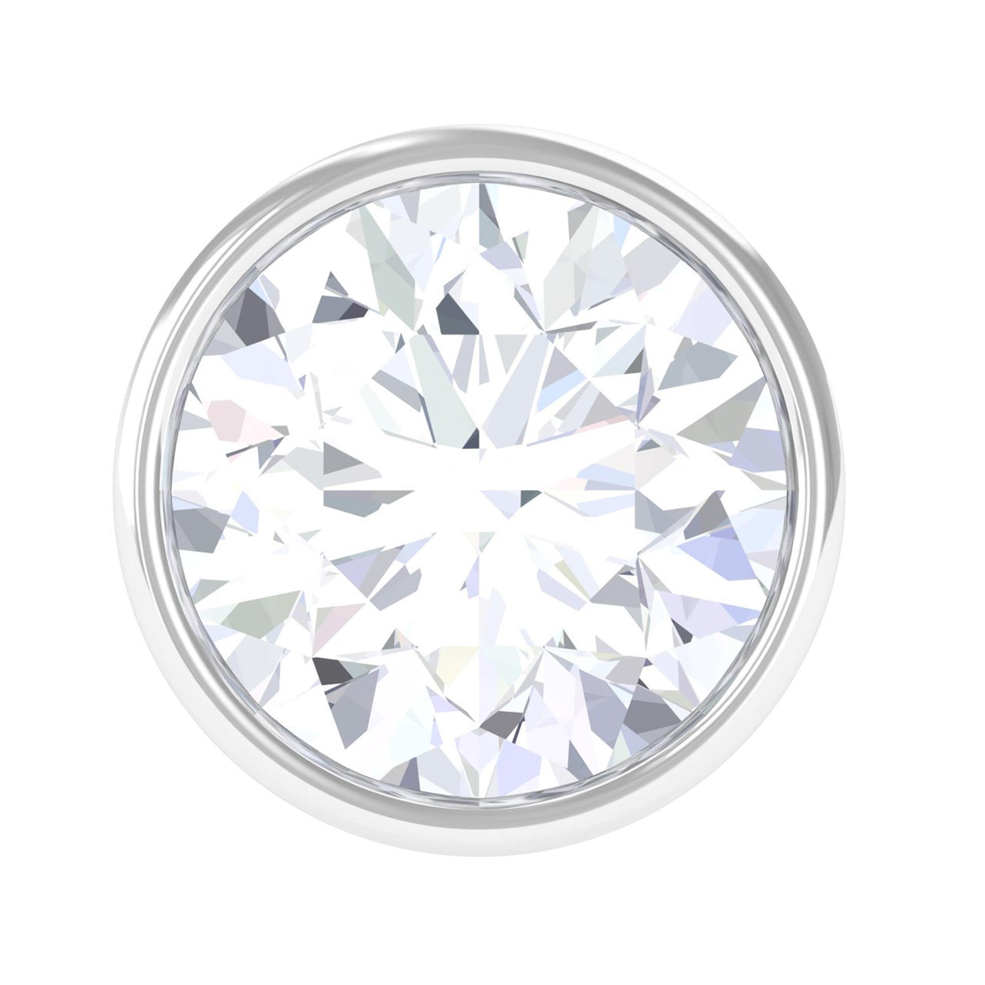 Bezel Set Round Moissanite Earring for Tragus Piercing