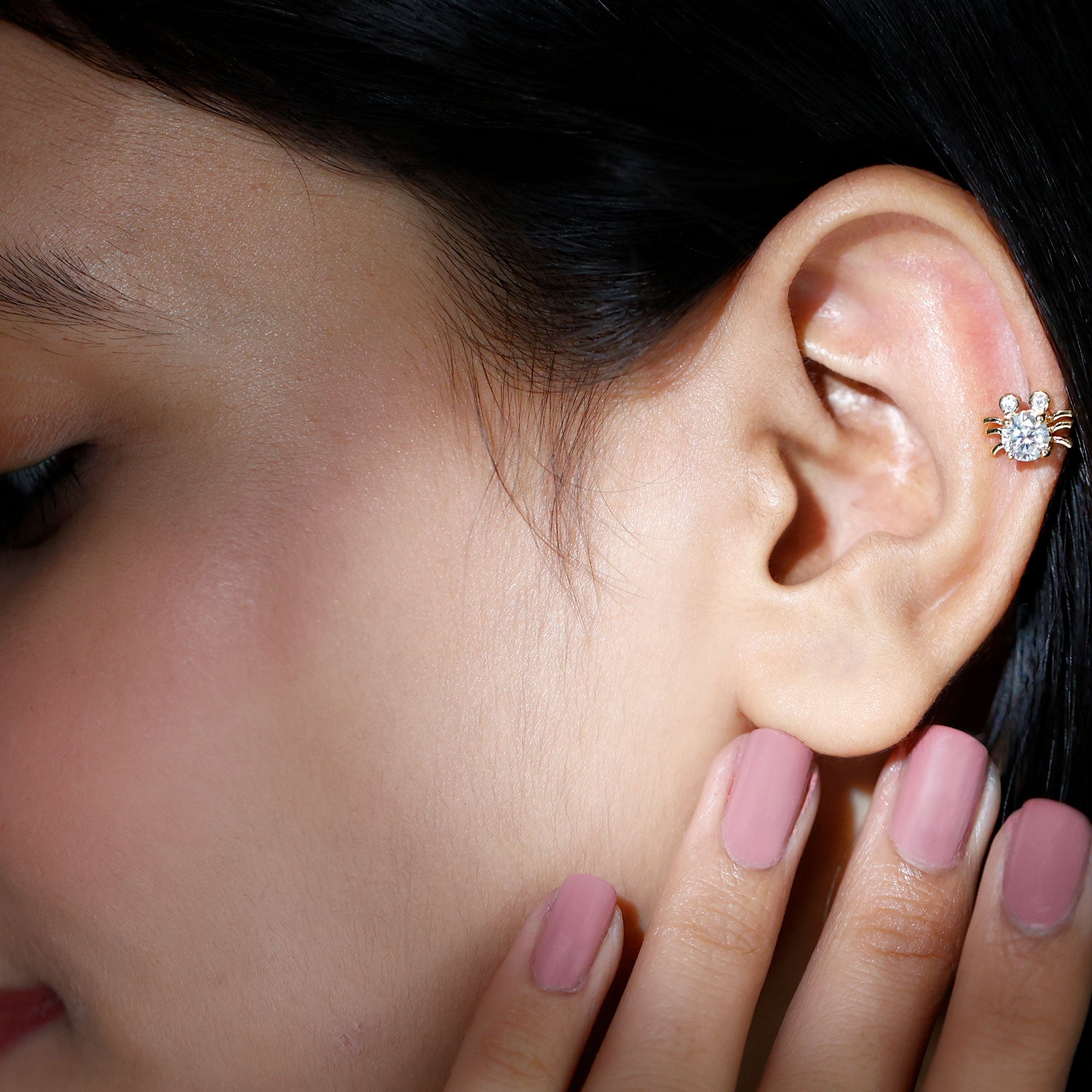 Certified Moissanite Crab Cartilage Earring