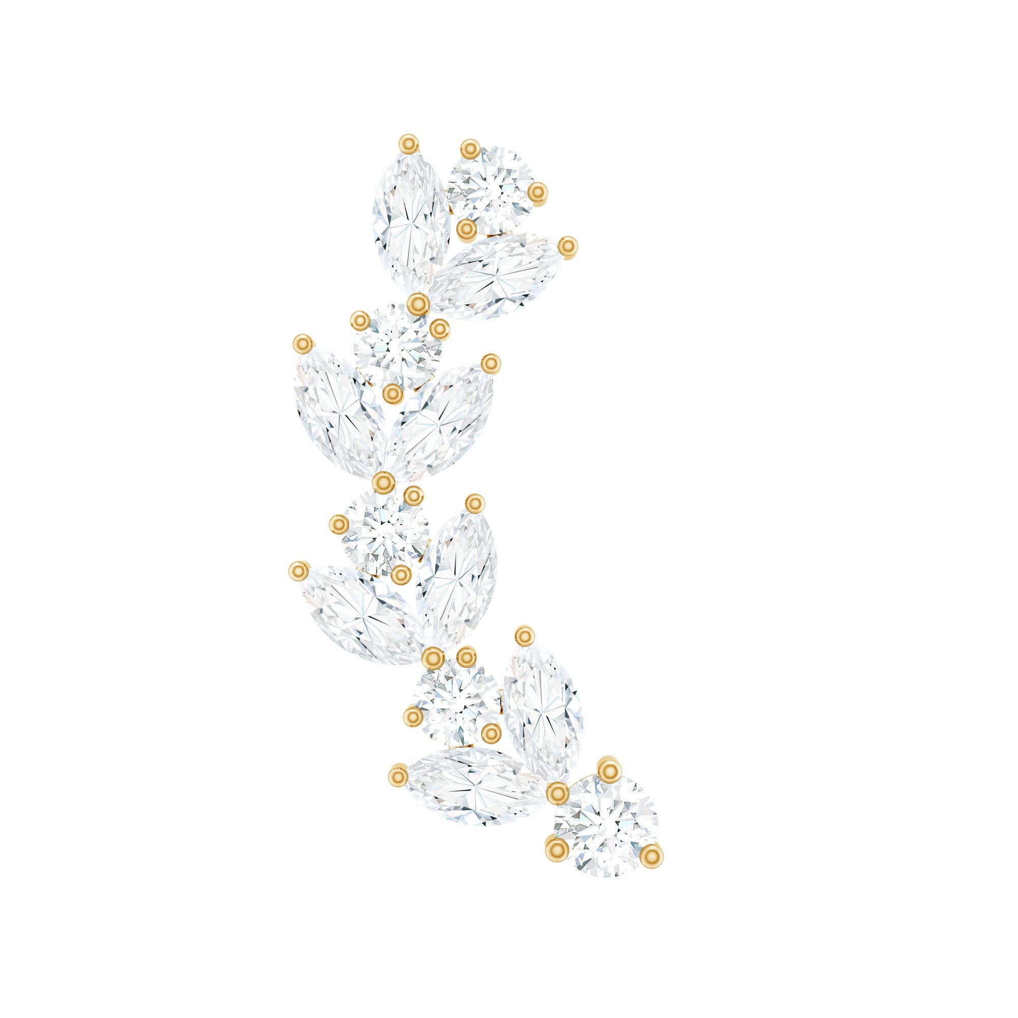 Nature Inspired Diamond Leaf Crawler Helix Earring