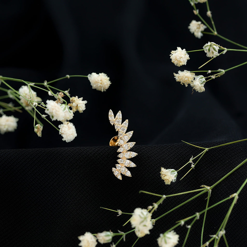 Diamond Wing Crawler Earring for Helix Piercing