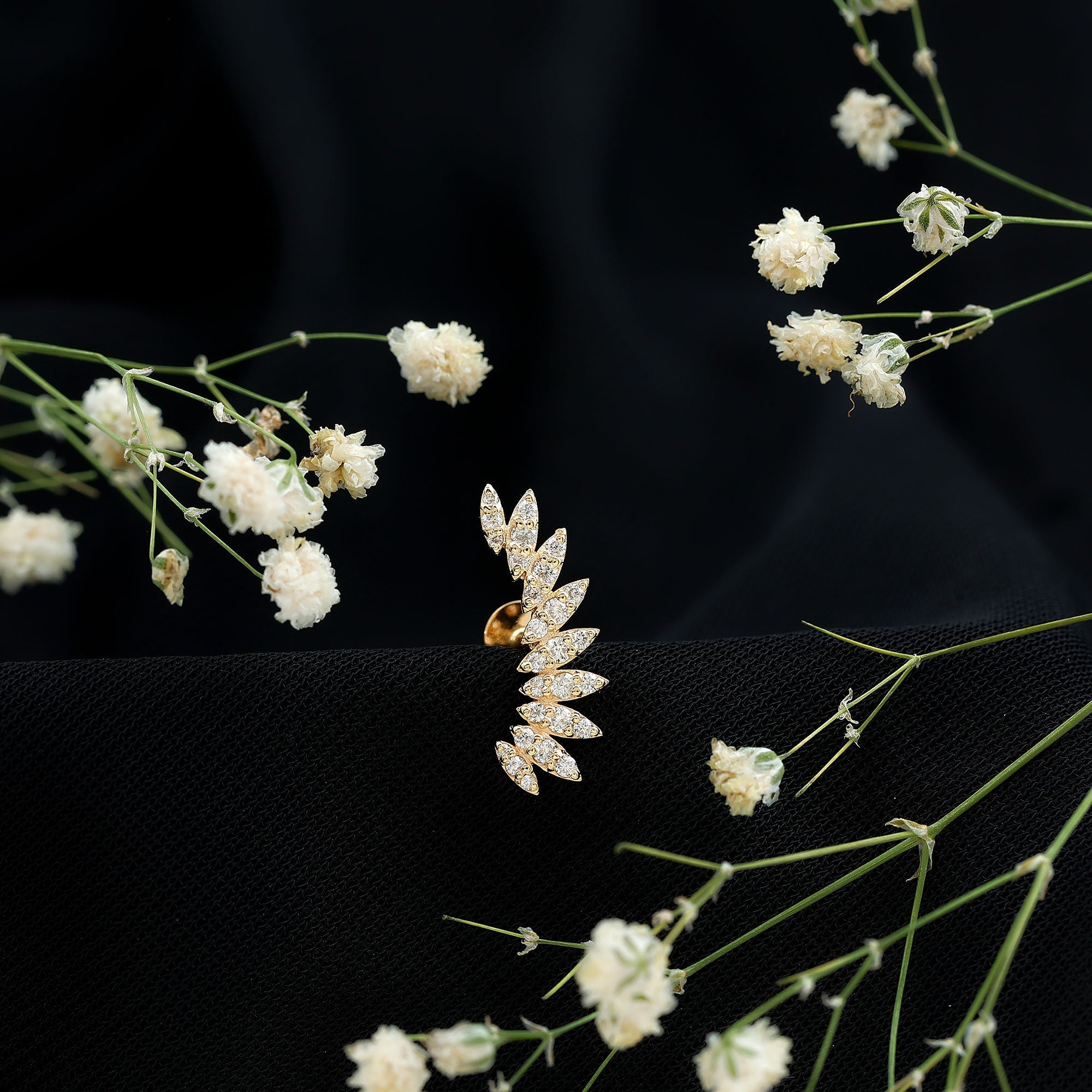 Diamond Wing Crawler Earring for Helix Piercing