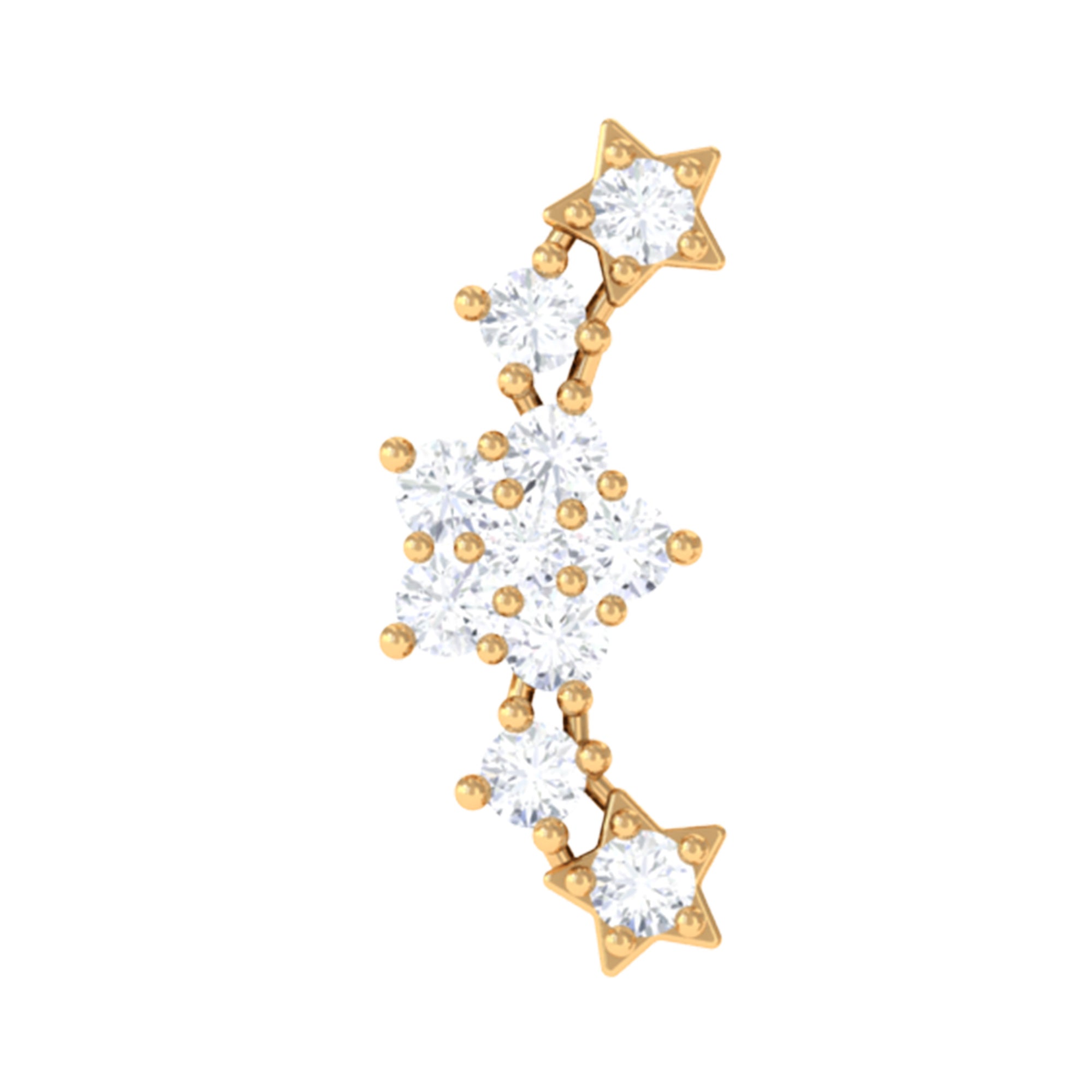 Unique Moissanite Star Crawler Earring for Helix Piercing