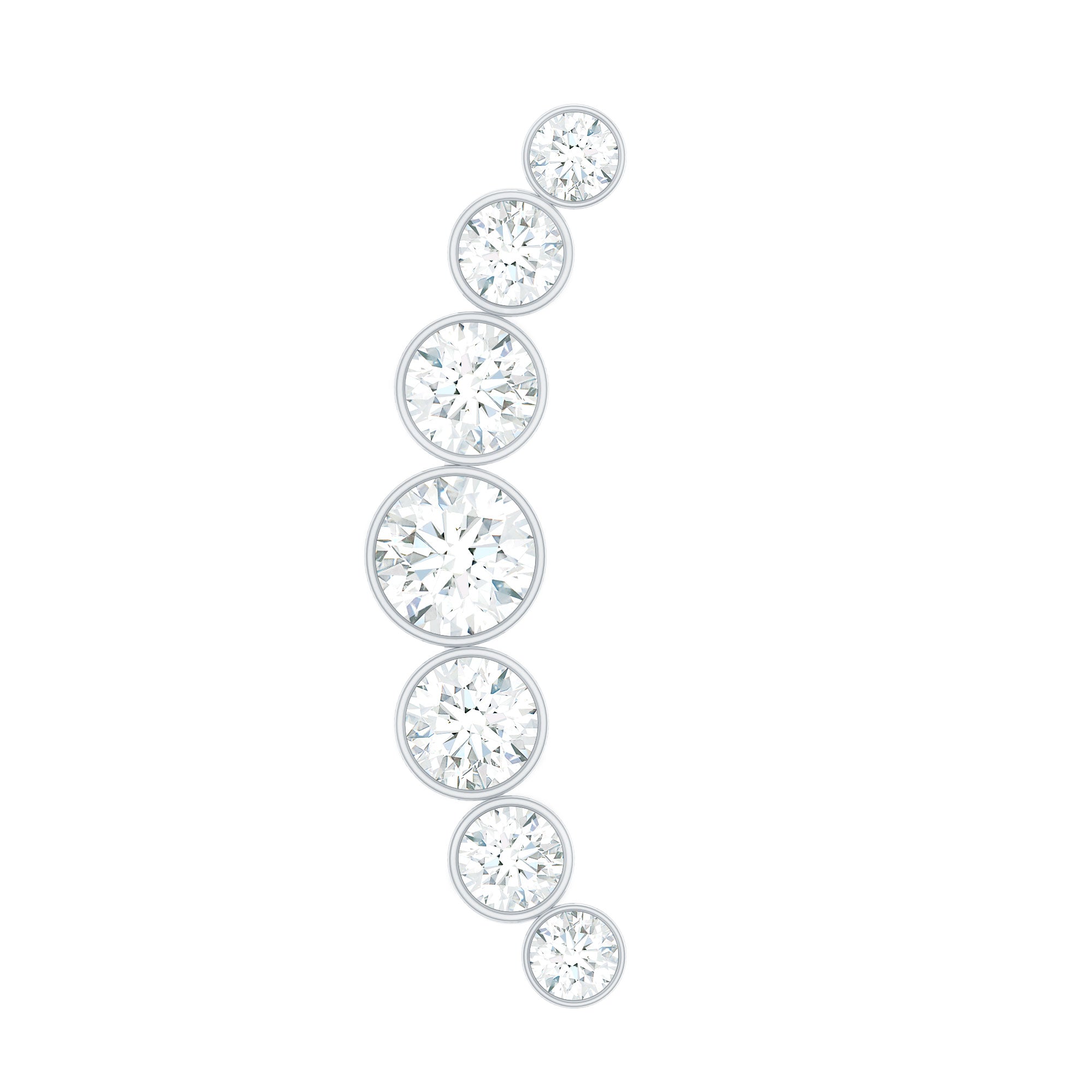 Graduated Bezel Set Moissanite Curved Crawler Earring