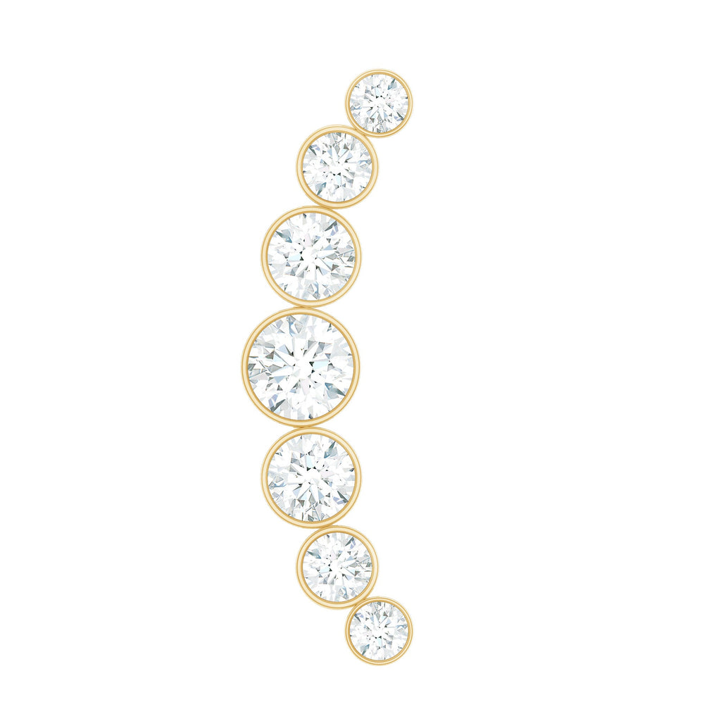 Graduated Bezel Set Moissanite Curved Crawler Earring