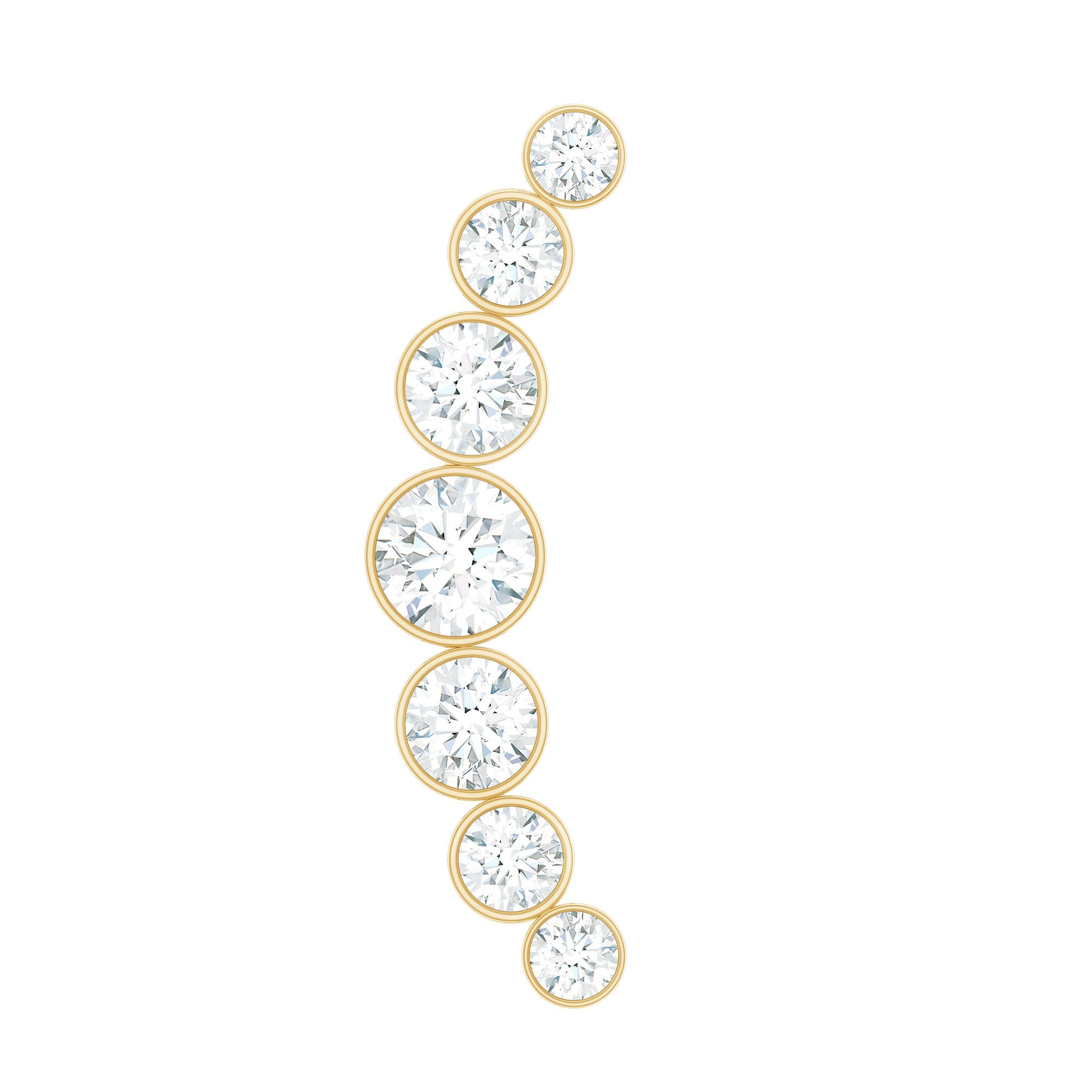 Graduated Bezel Set Moissanite Curved Crawler Earring