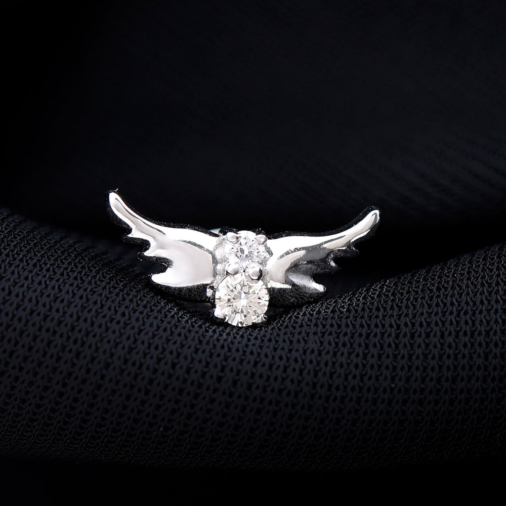 Round Moissanite Gold Bat Earring for Cartilage Piercing