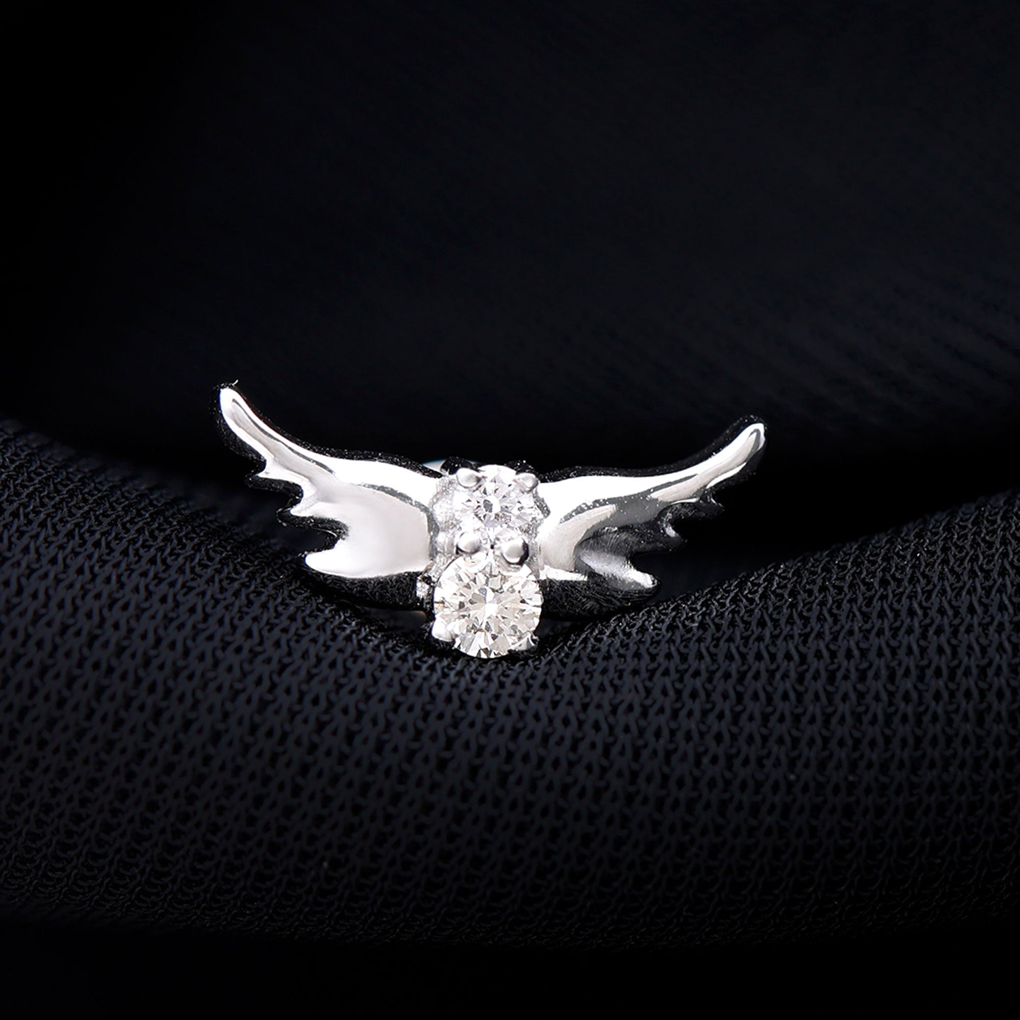 Round Moissanite Gold Bat Earring for Cartilage Piercing