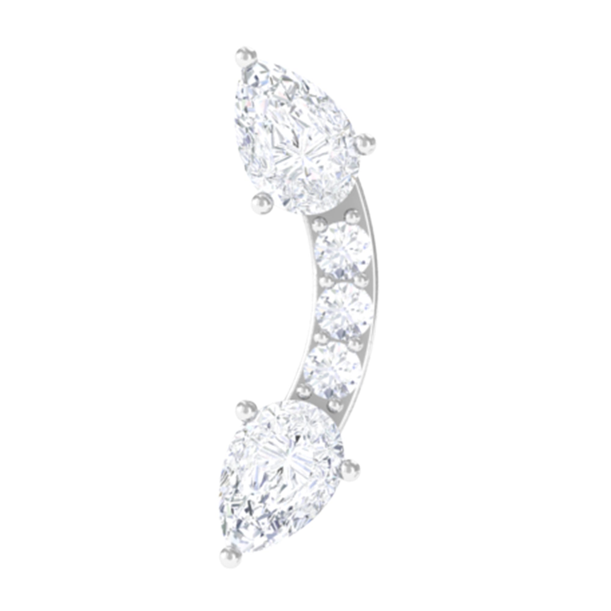 Certified Moissanite Curved Cartilage Earring